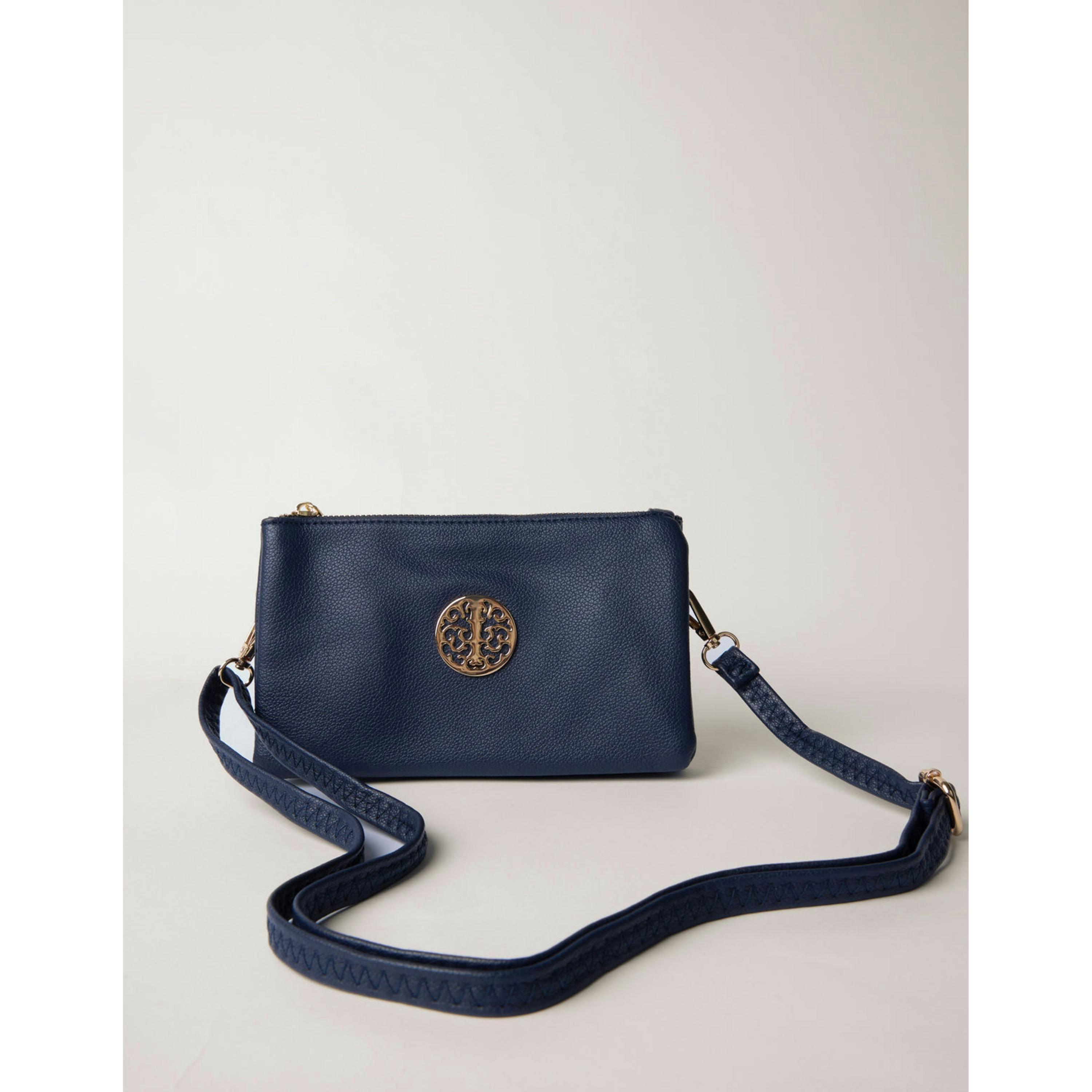 Blue Vanilla Detailed Zip Up Purse With Detachable Strap  in Navy , view 2 of 5