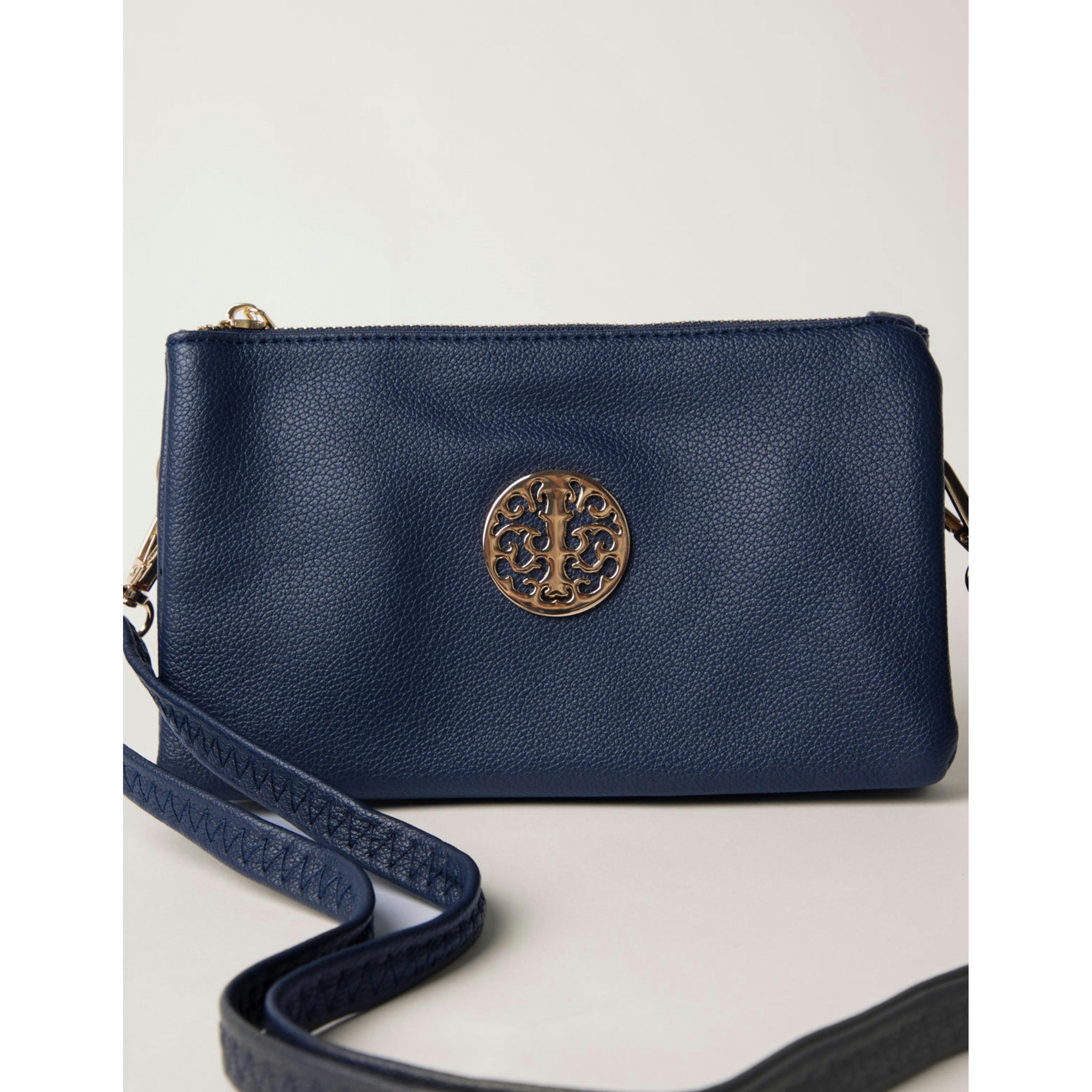 Blue Vanilla Detailed Zip Up Purse With Detachable Strap  in Navy , view 3 of 5