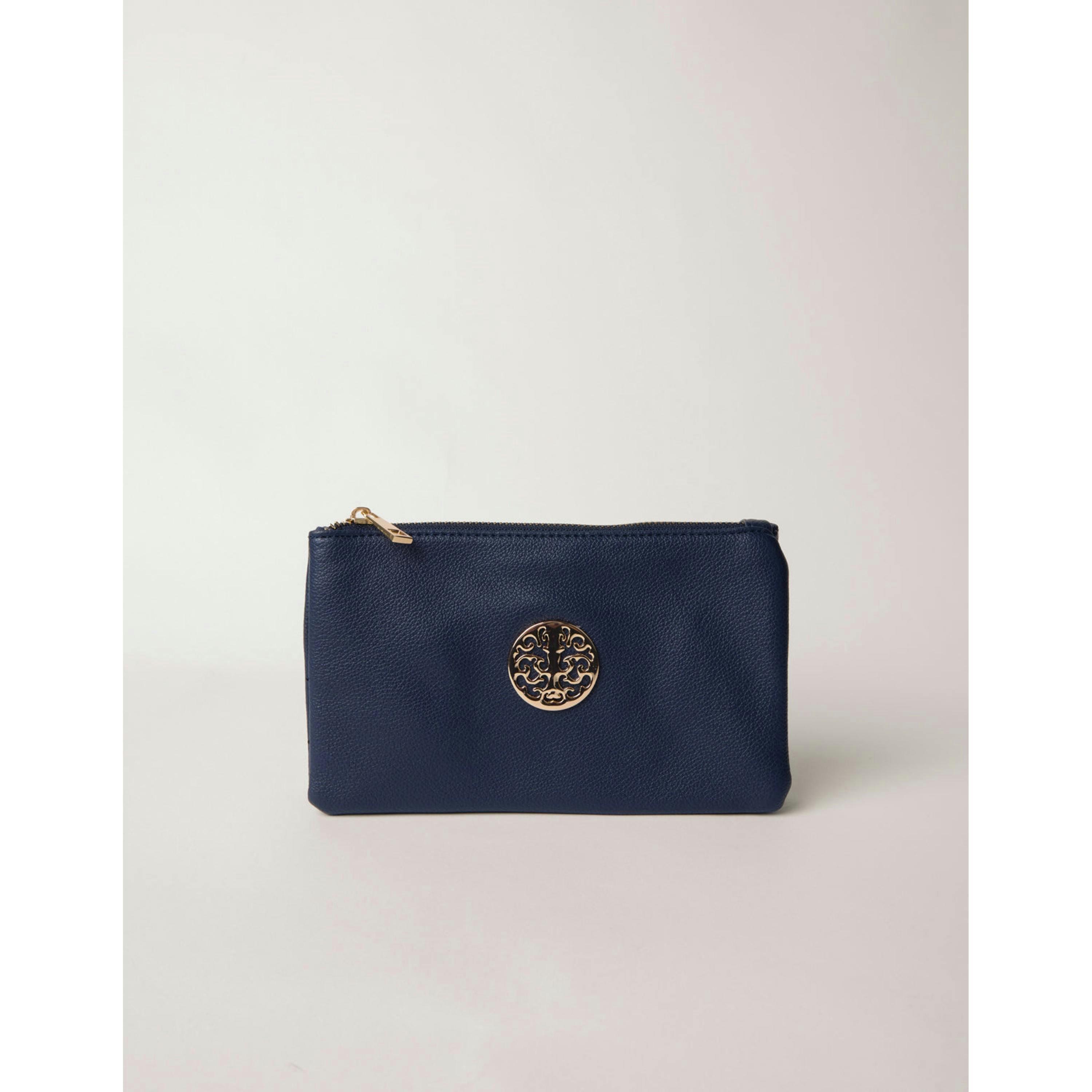 Blue Vanilla Detailed Zip Up Purse With Detachable Strap  in Navy , view 4 of 5