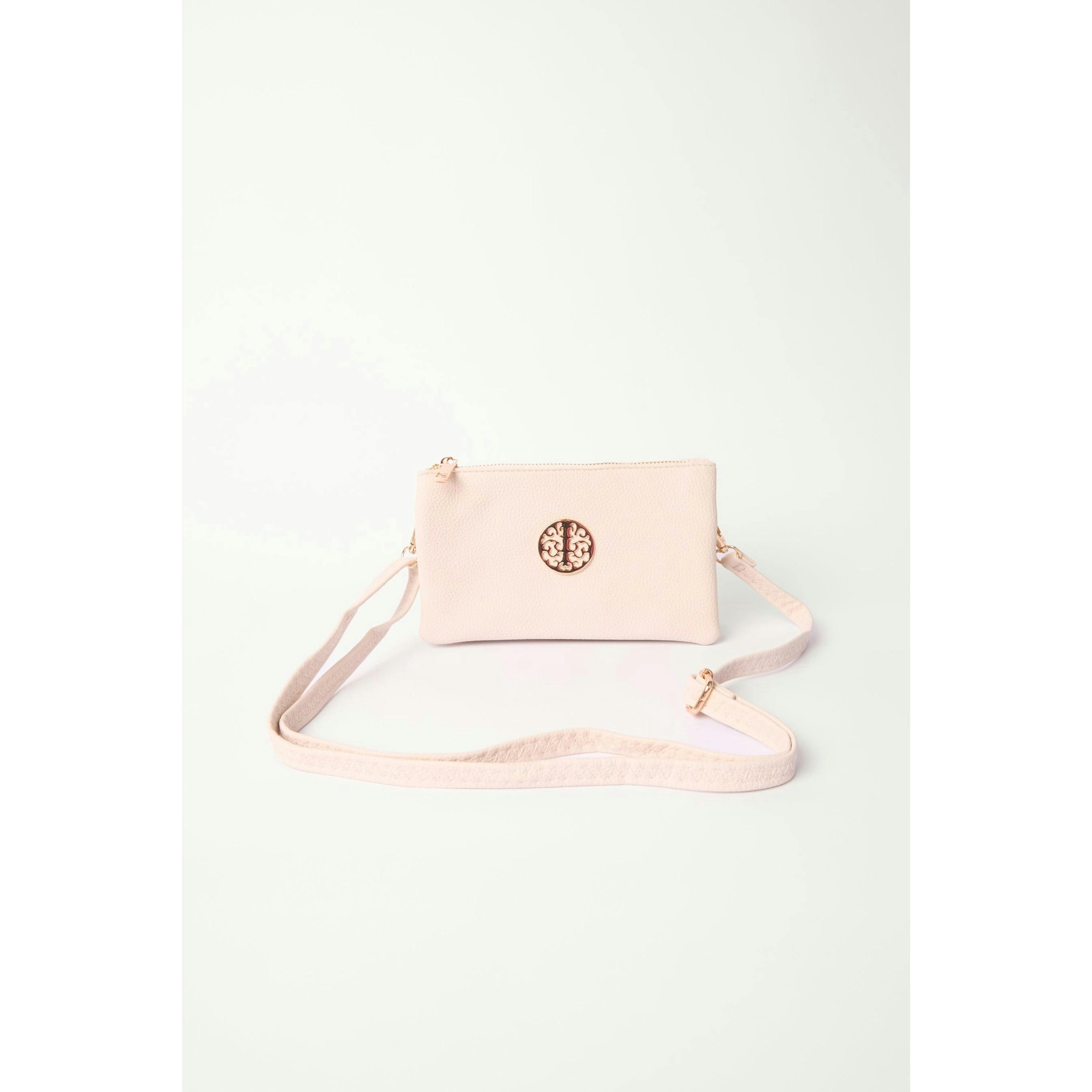 Blue Vanilla Detailed Zip Up Purse With Detachable Strap  in Ivory , view 2 of 4