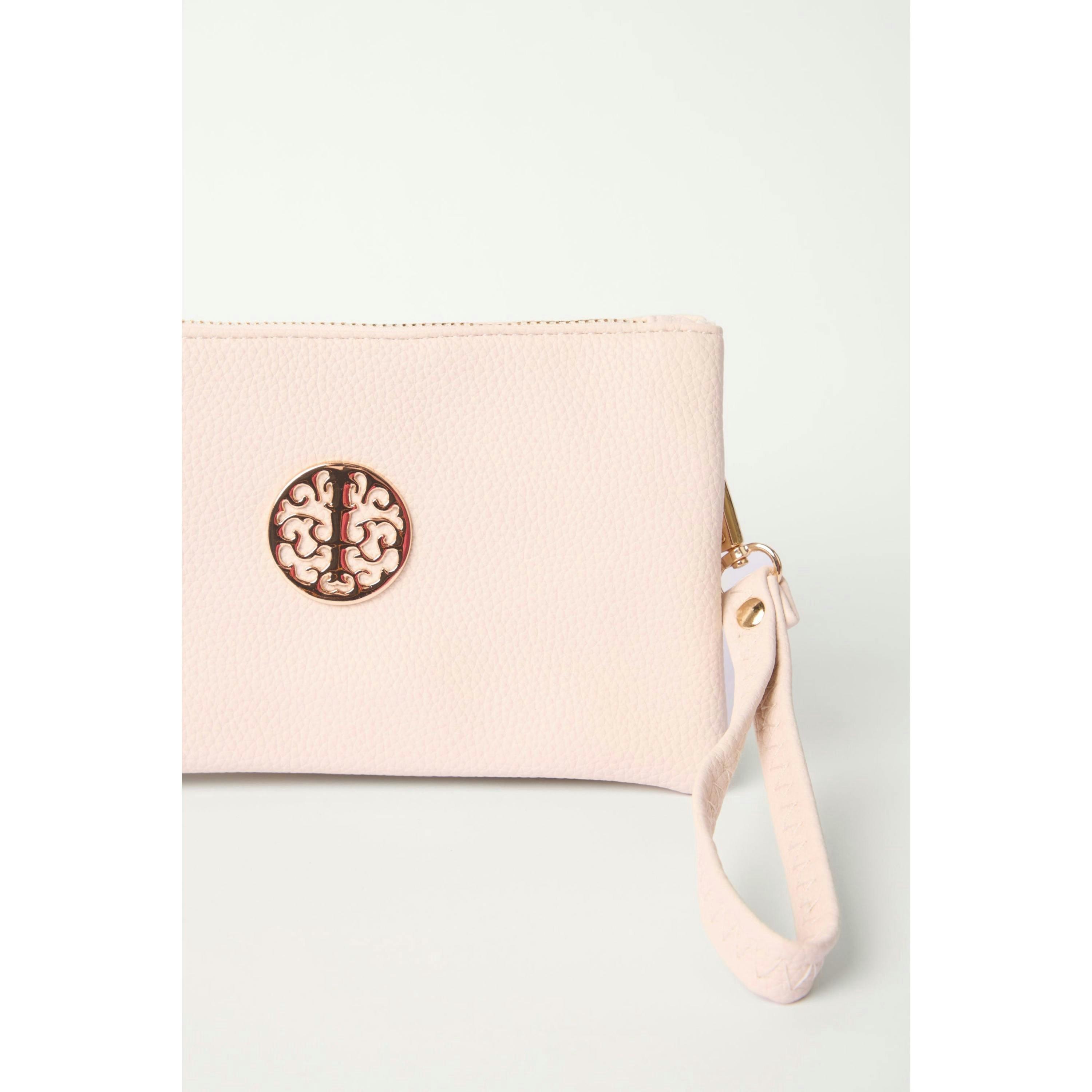 Blue Vanilla Detailed Zip Up Purse With Detachable Strap  in Ivory , view 3 of 4
