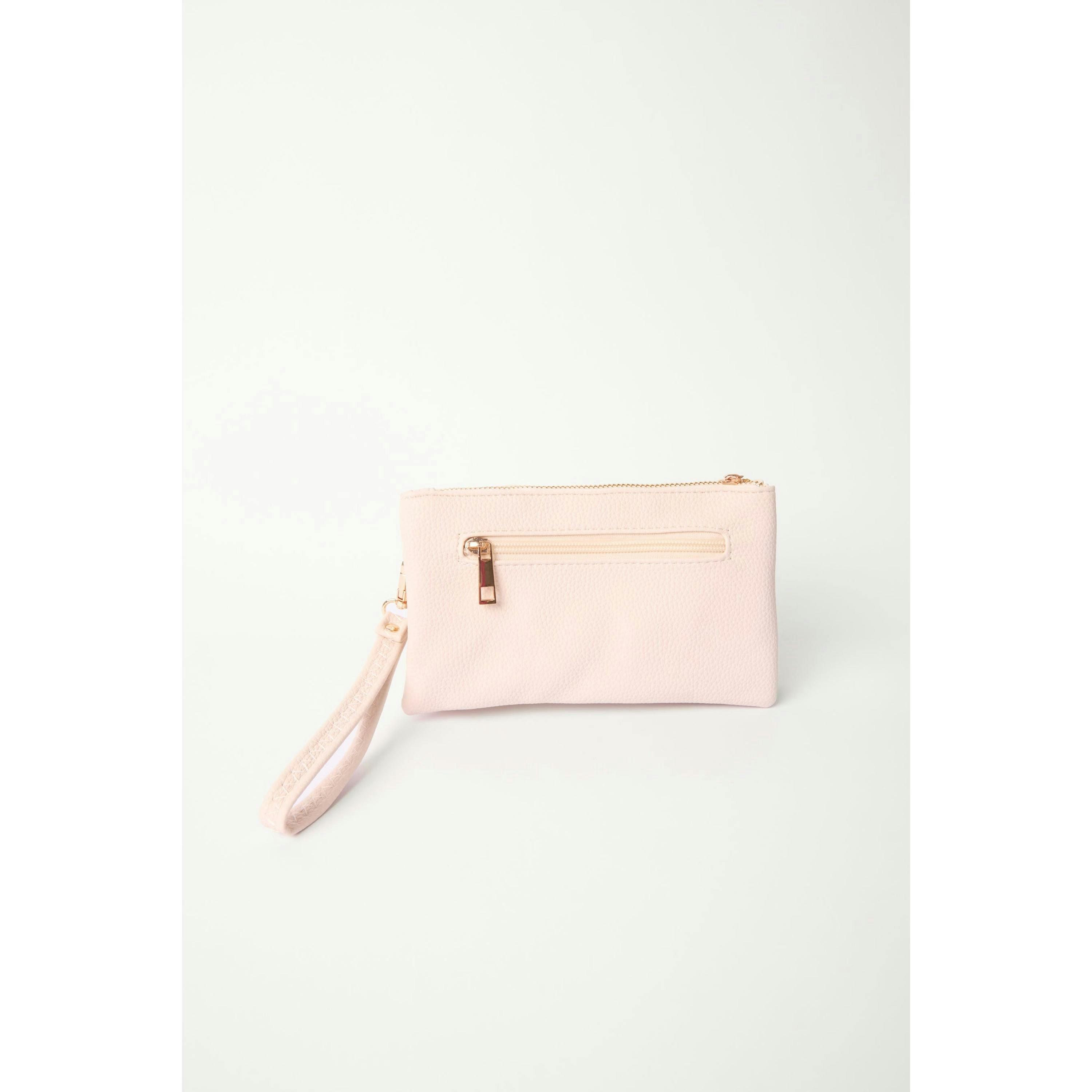 Blue Vanilla Detailed Zip Up Purse With Detachable Strap  in Ivory , view 4 of 4