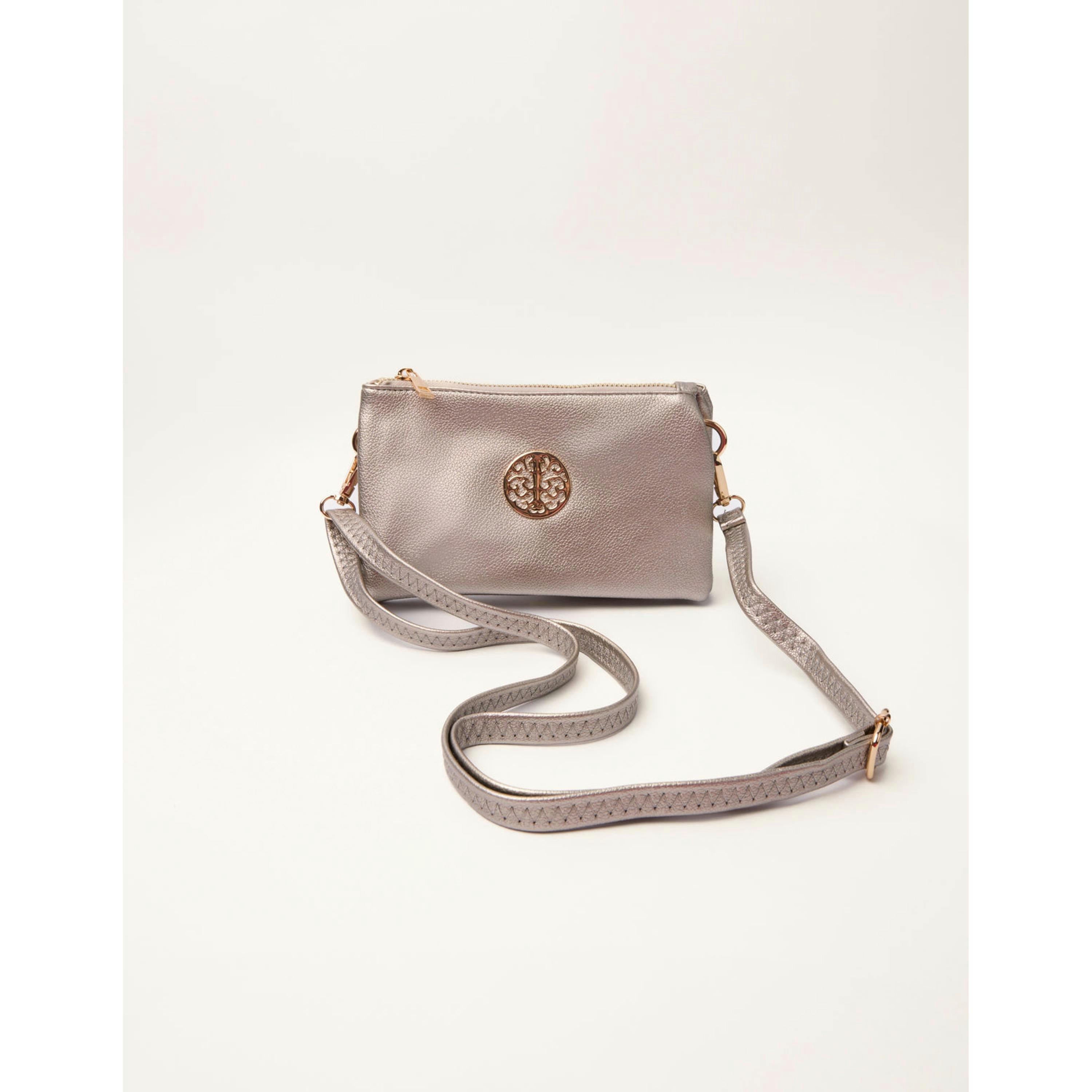 Blue Vanilla Detailed Zip Up Purse With Detachable Strap  in Silver , view 2 of 5