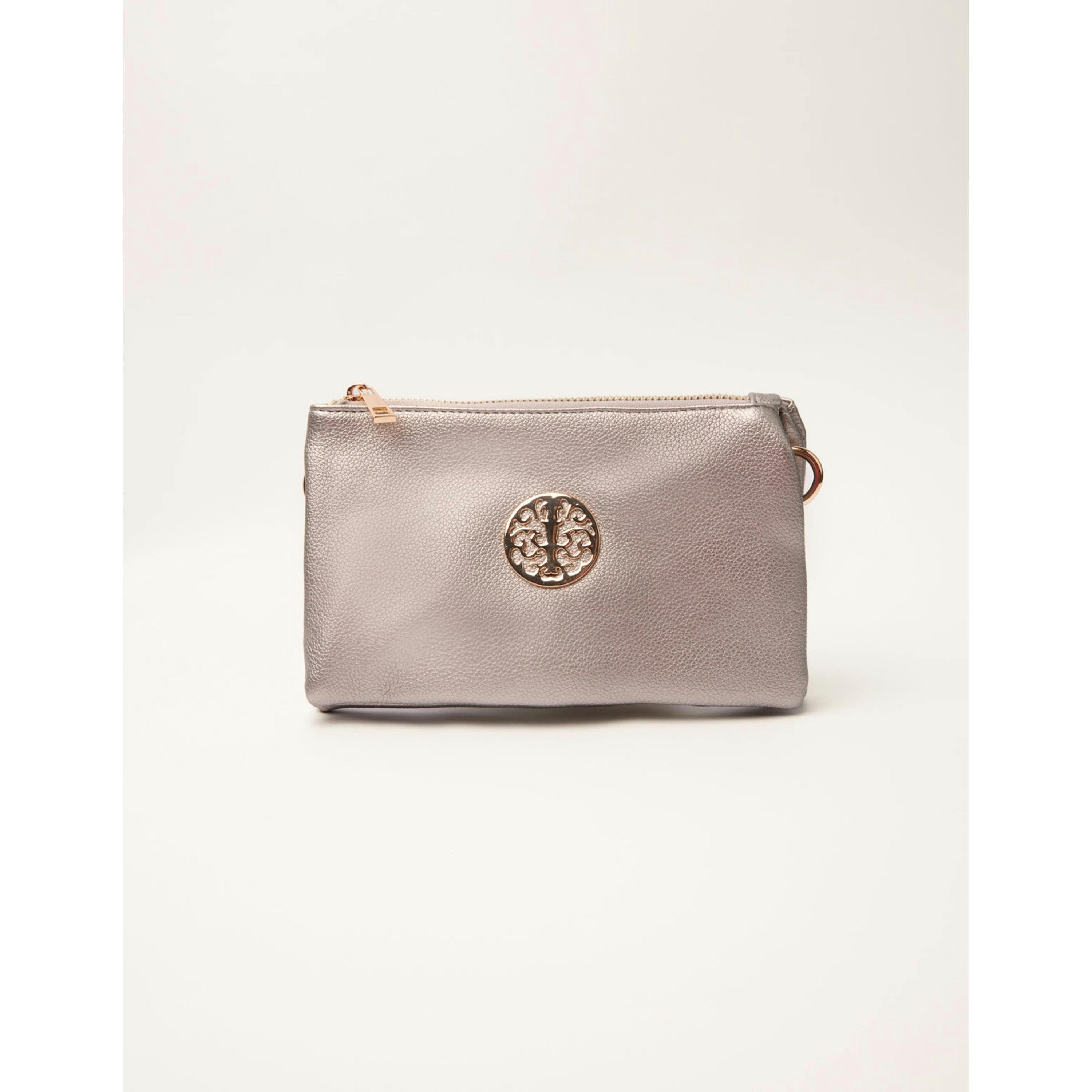 Blue Vanilla Detailed Zip Up Purse With Detachable Strap  in Silver , view 3 of 5
