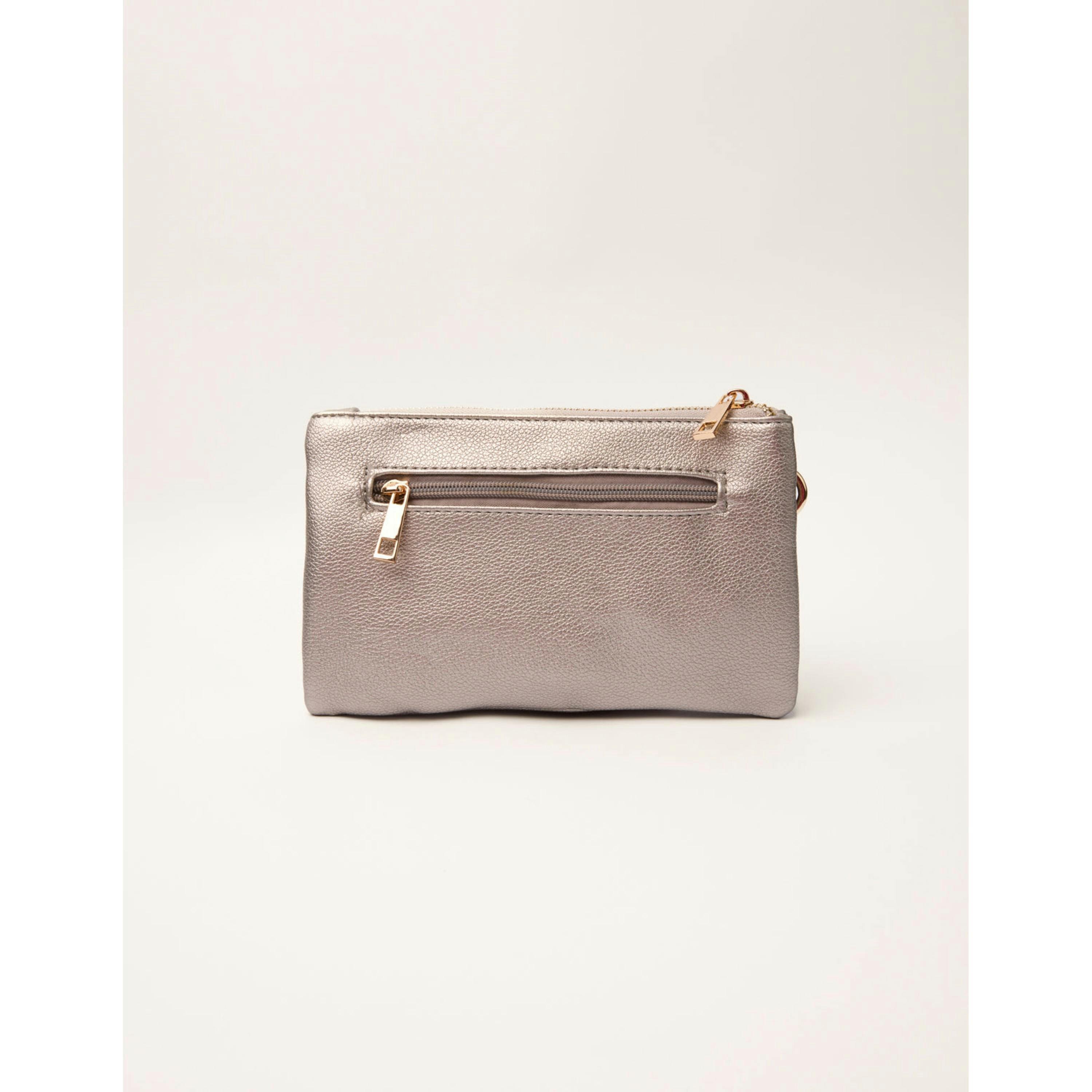 Blue Vanilla Detailed Zip Up Purse With Detachable Strap  in Silver , view 5 of 5