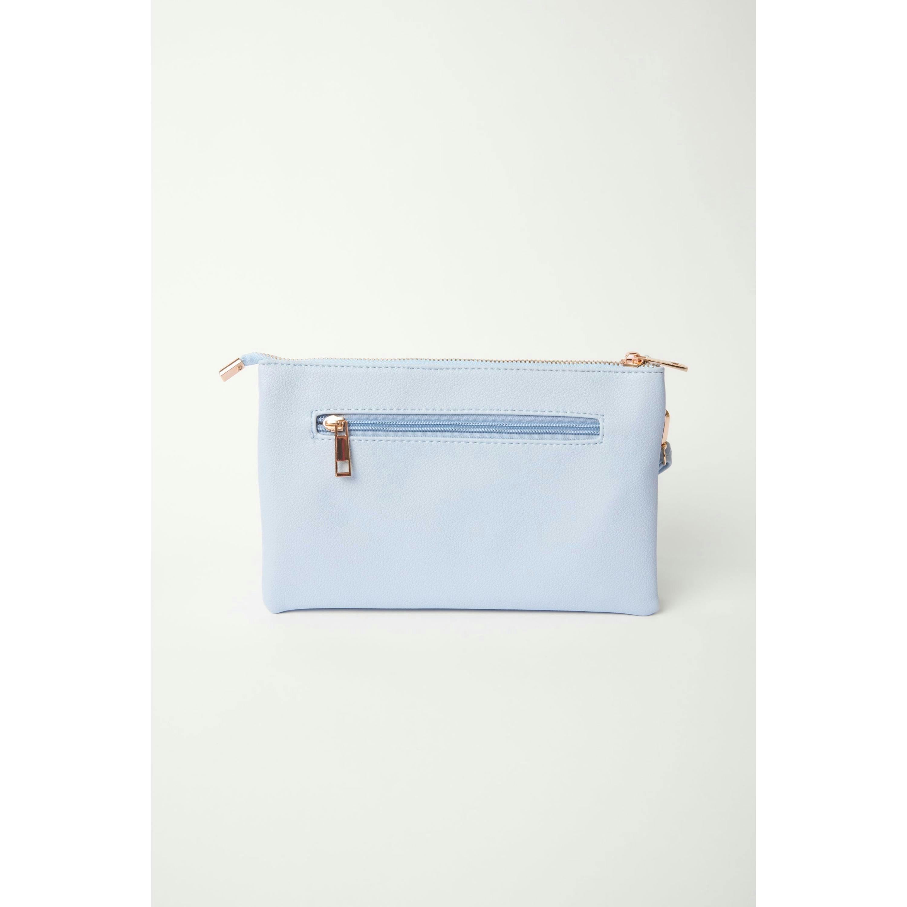 Blue Vanilla Detailed Zip Up Purse With Detachable Strap  in Blue , view 6 of 6