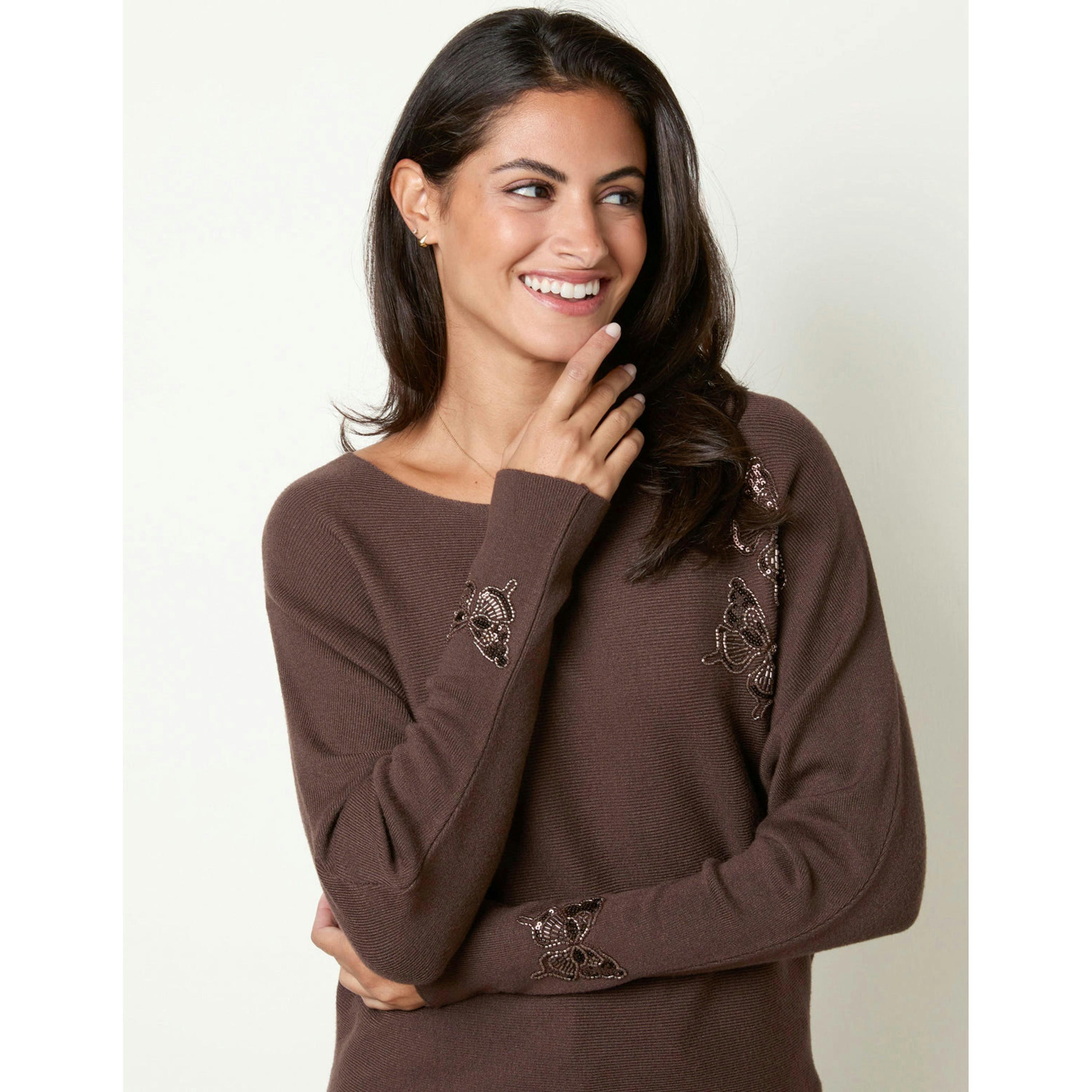 Blue Vanilla Butterfly Batwing Knit Jumper  in Brown , view 3 of 4