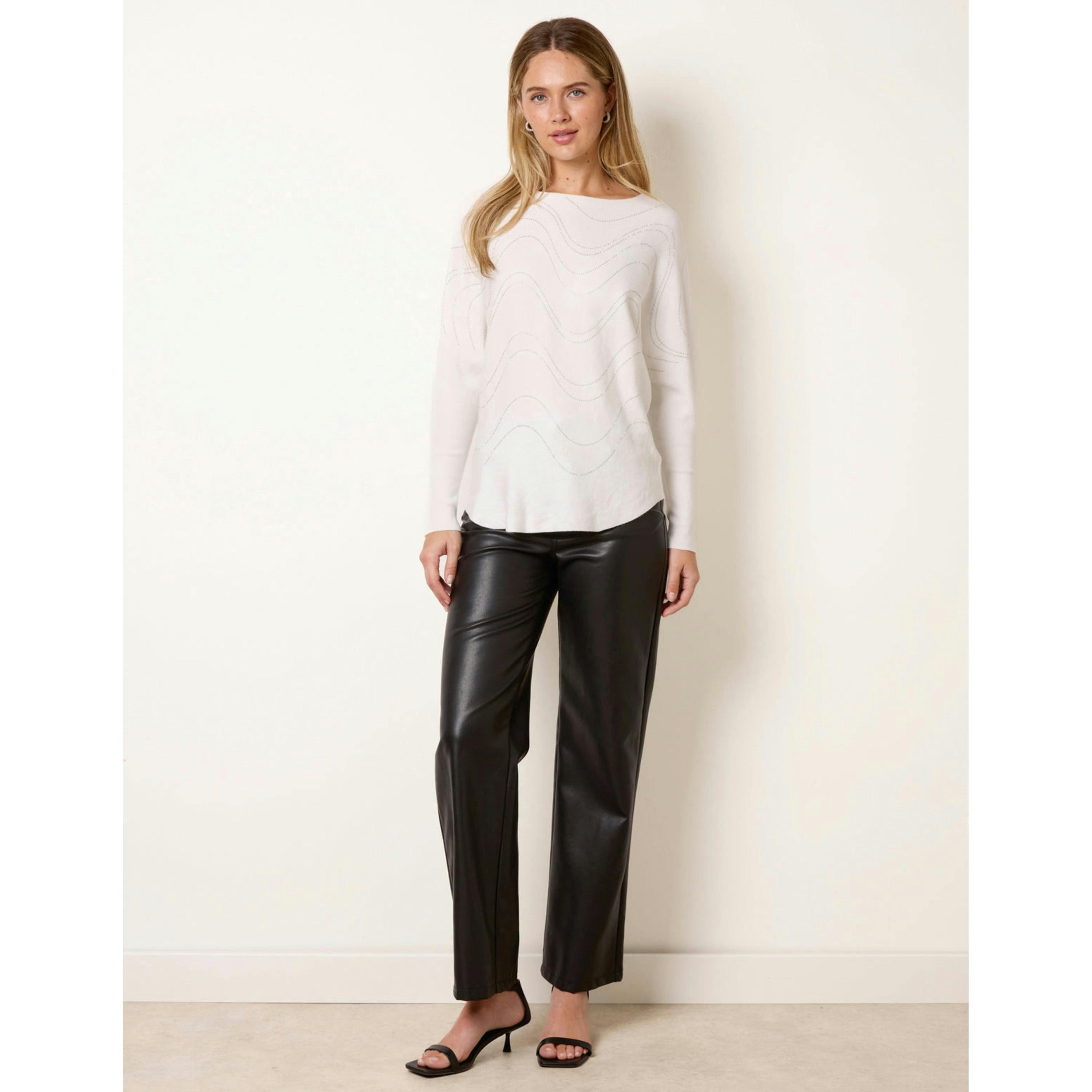 Blue Vanilla Embellished Wave Pattern Jumper  in Ivory , view 4 of 4