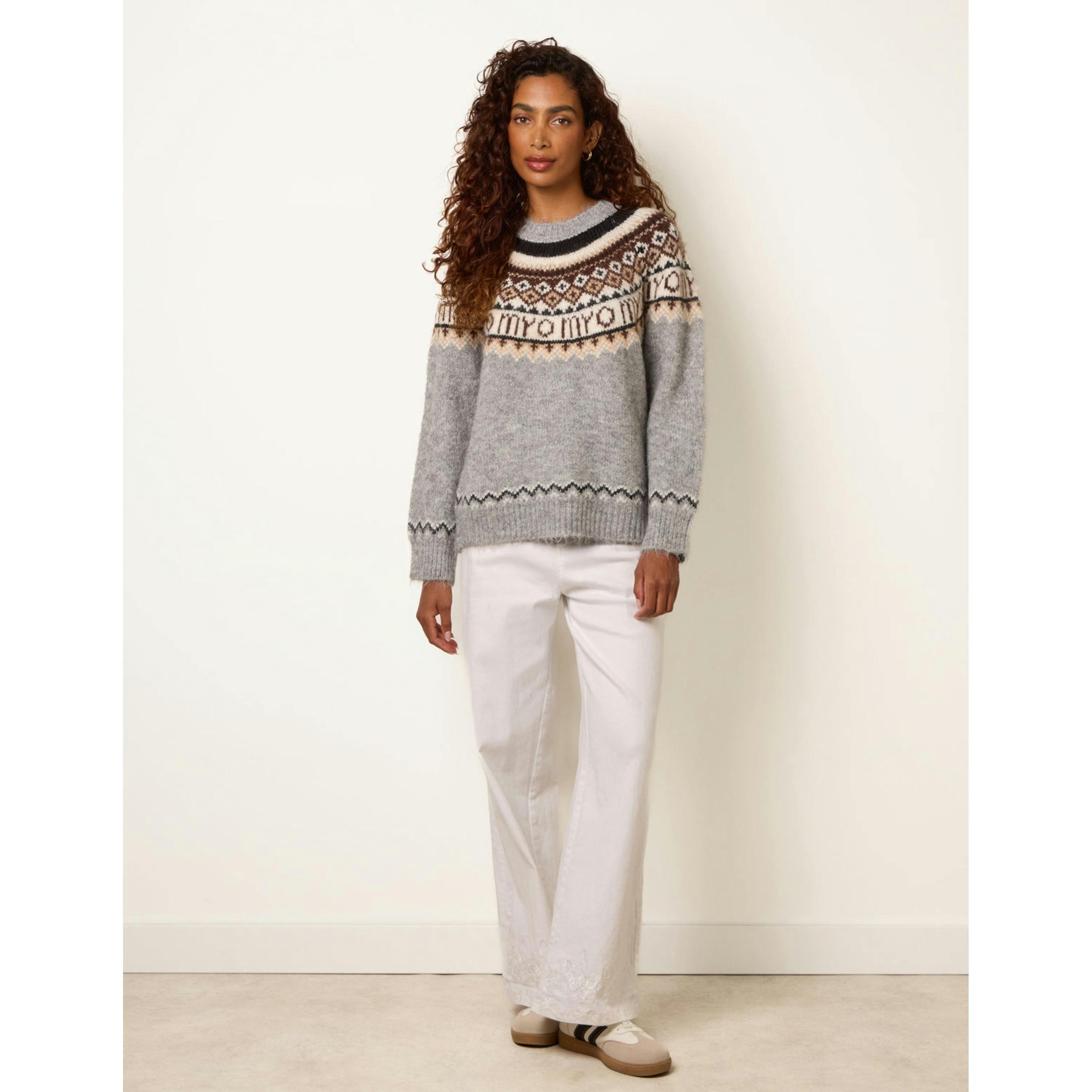 Blue Vanilla Fair Isle Knit Jumper  in Grey , view 3 of 4
