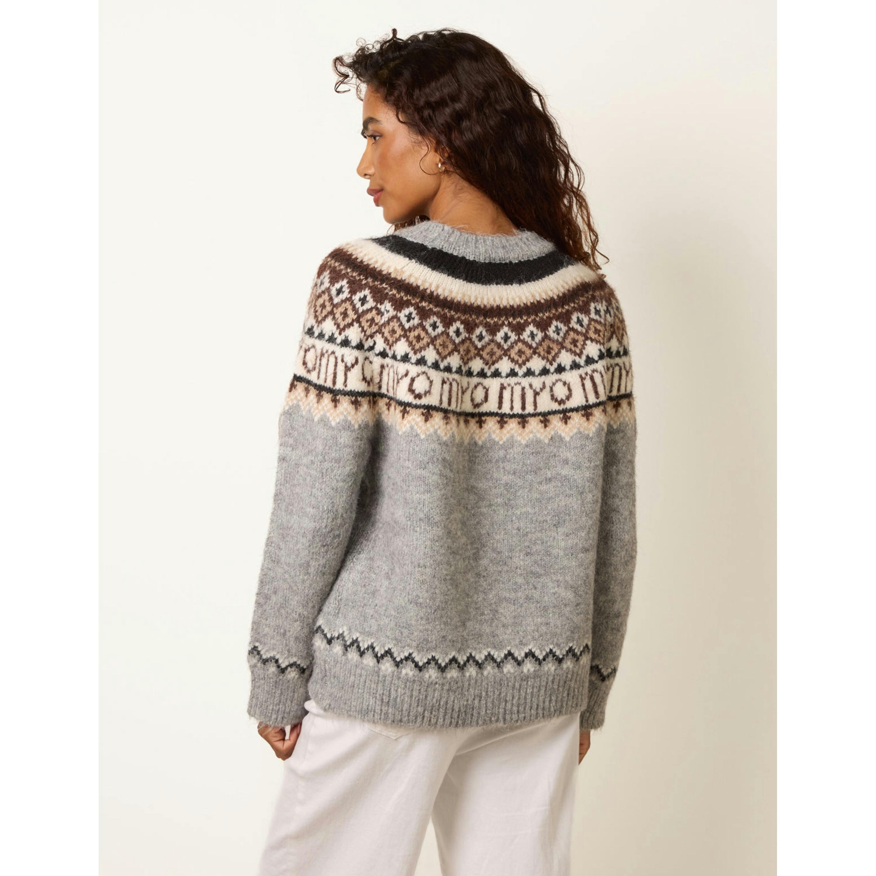 Blue Vanilla Fair Isle Knit Jumper  in Grey , view 4 of 4