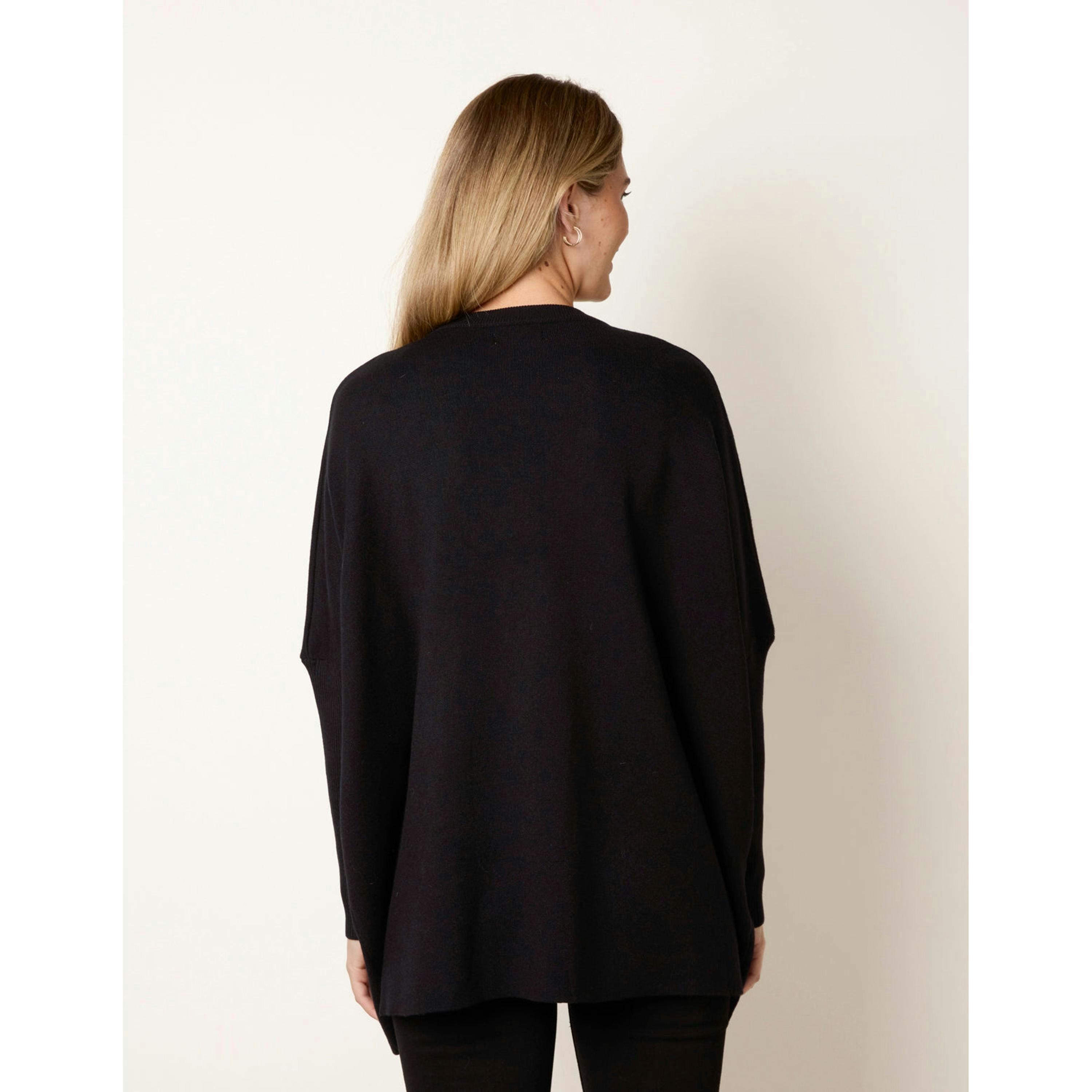 Blue Vanilla Oversized Jumper With Patch Pockets  in Black , view 2 of 4