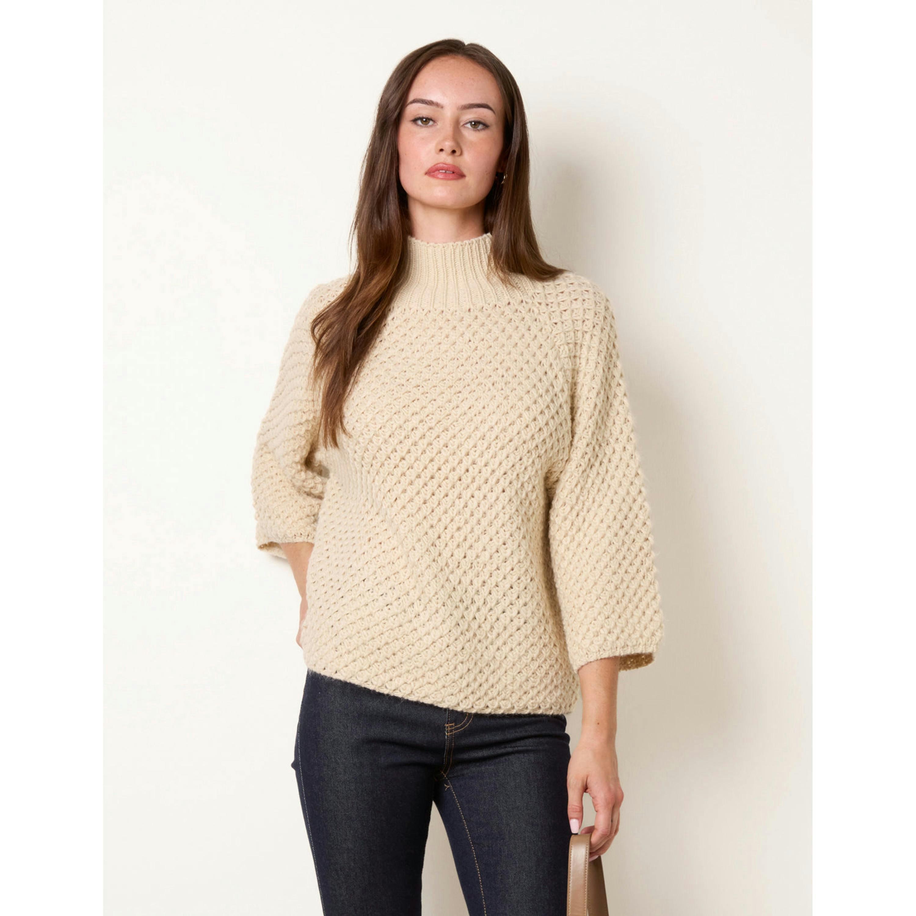 Blue Vanilla Waffle Knit Jumpers  in Stone , view 4 of 4