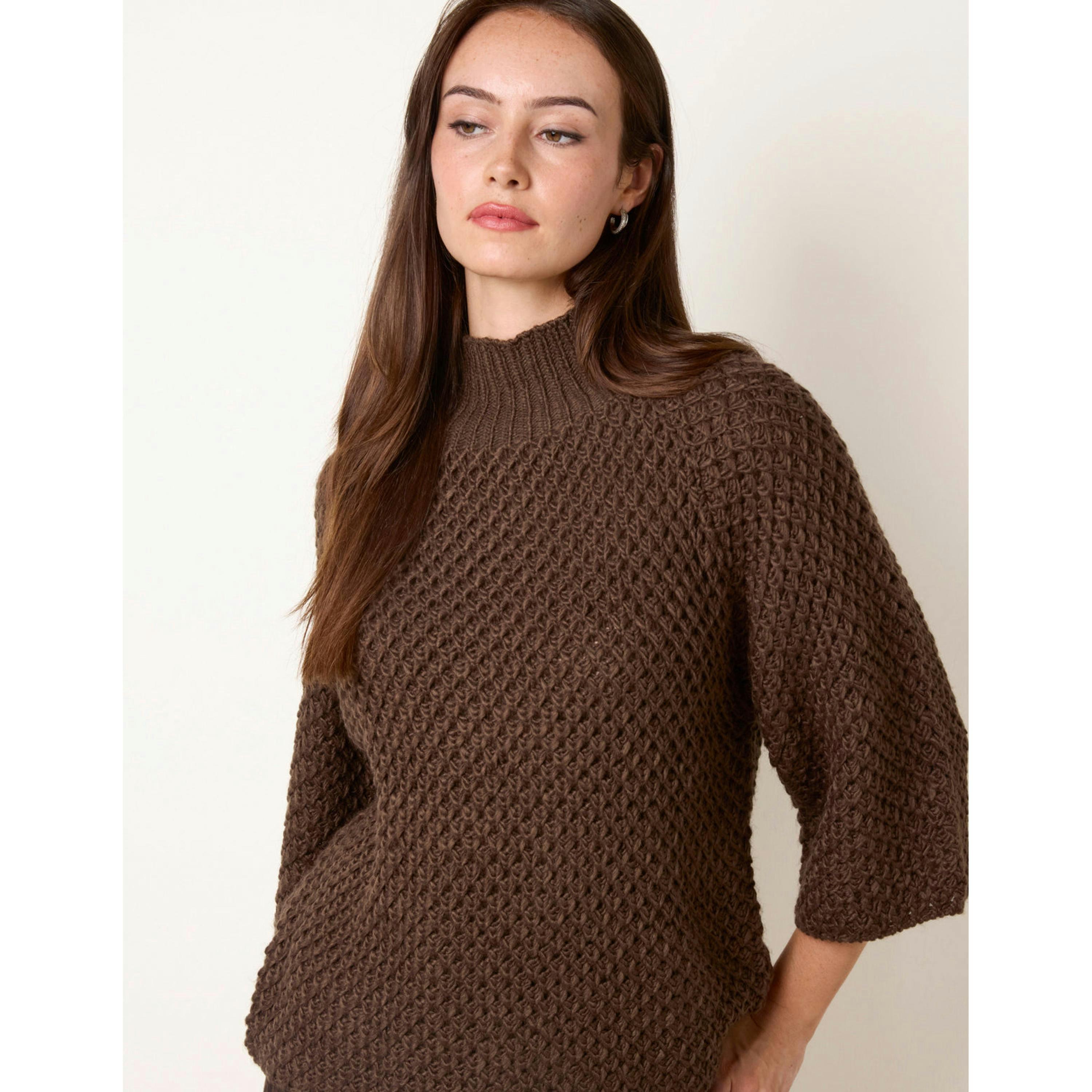 Blue Vanilla Waffle Knit Jumpers  in Brown , view 3 of 4