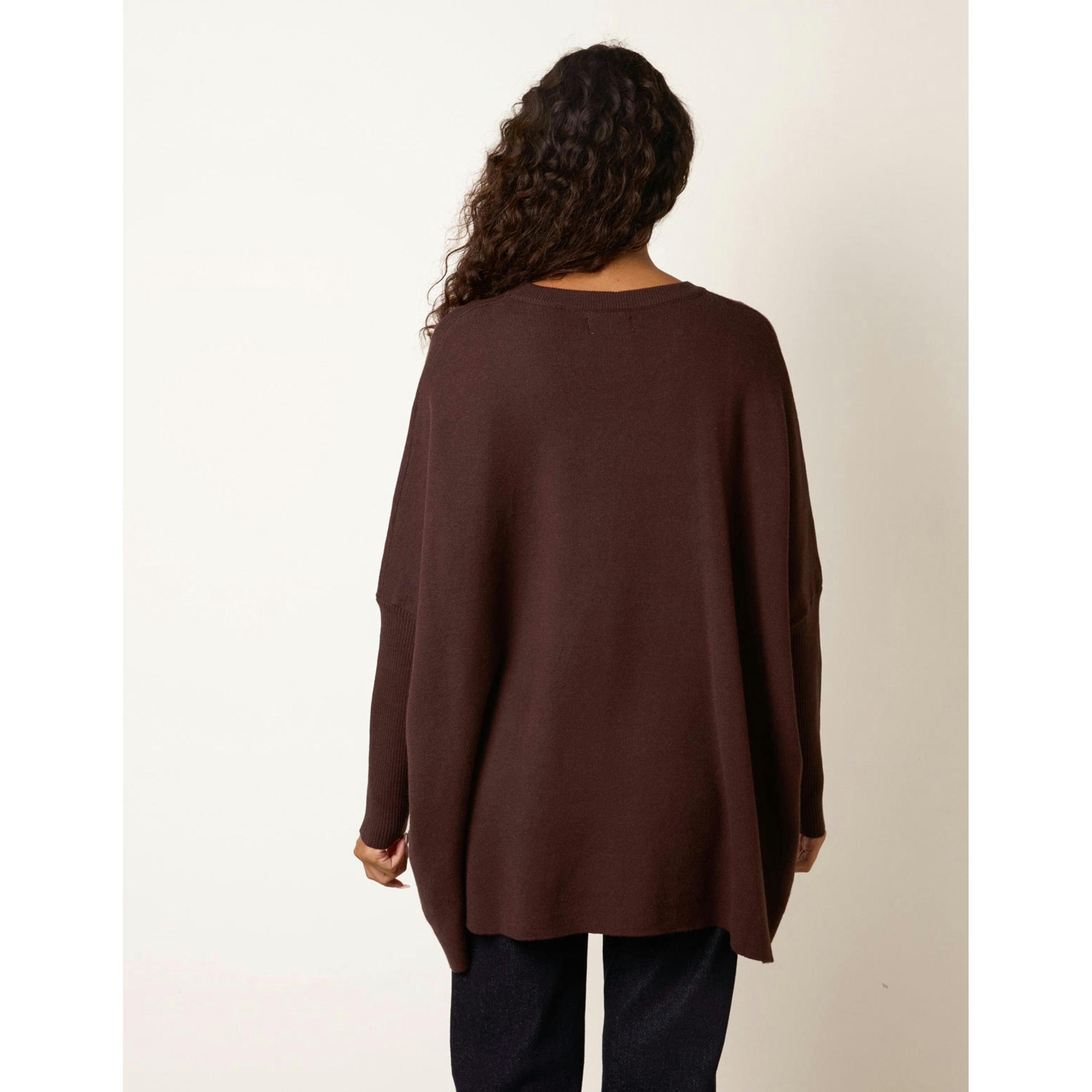 Blue Vanilla Oversized Jumper With Patch Pockets  in Brown , view 2 of 4