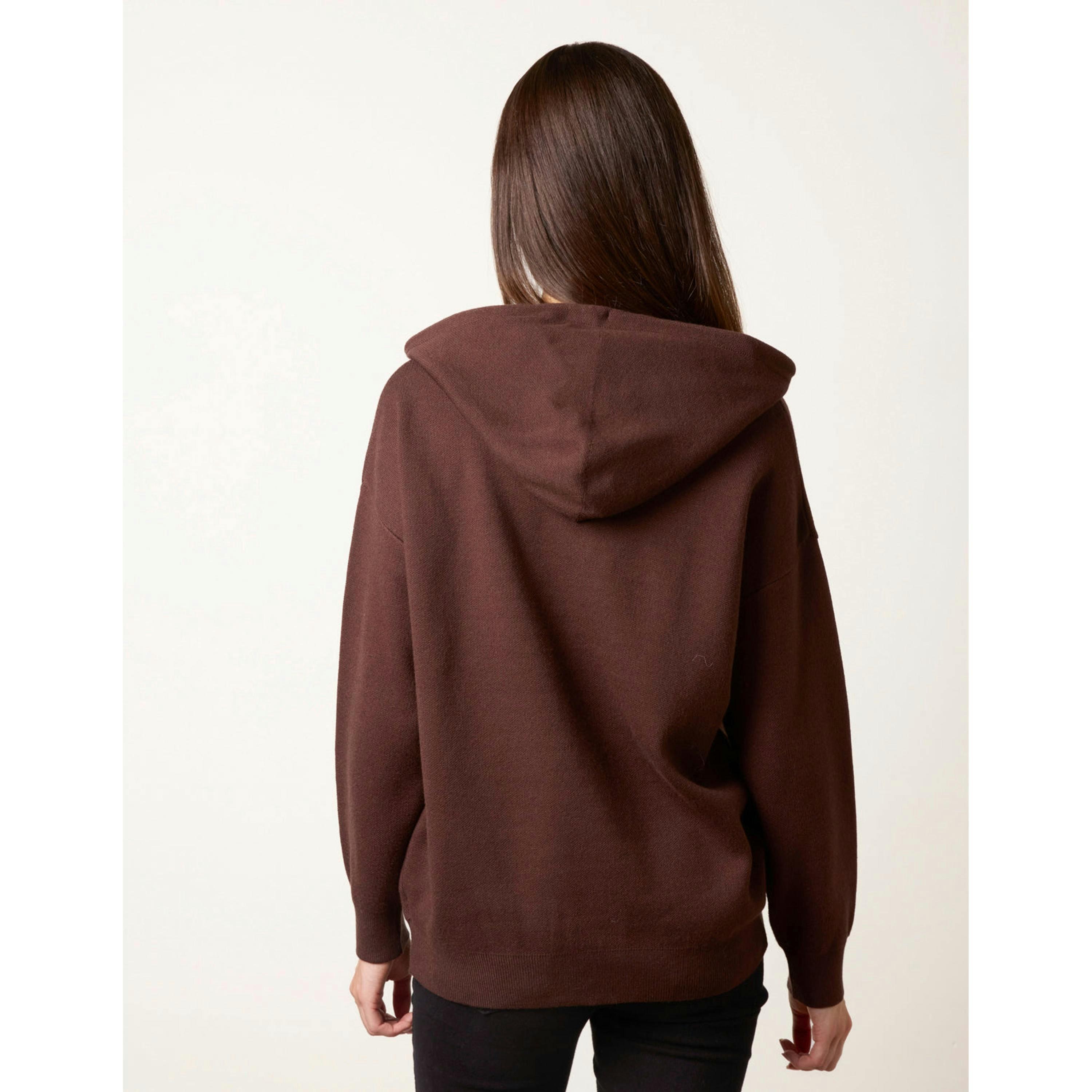 Blue Vanilla Hooded Sweatshirt With Heart Details  in Brown , view 2 of 4