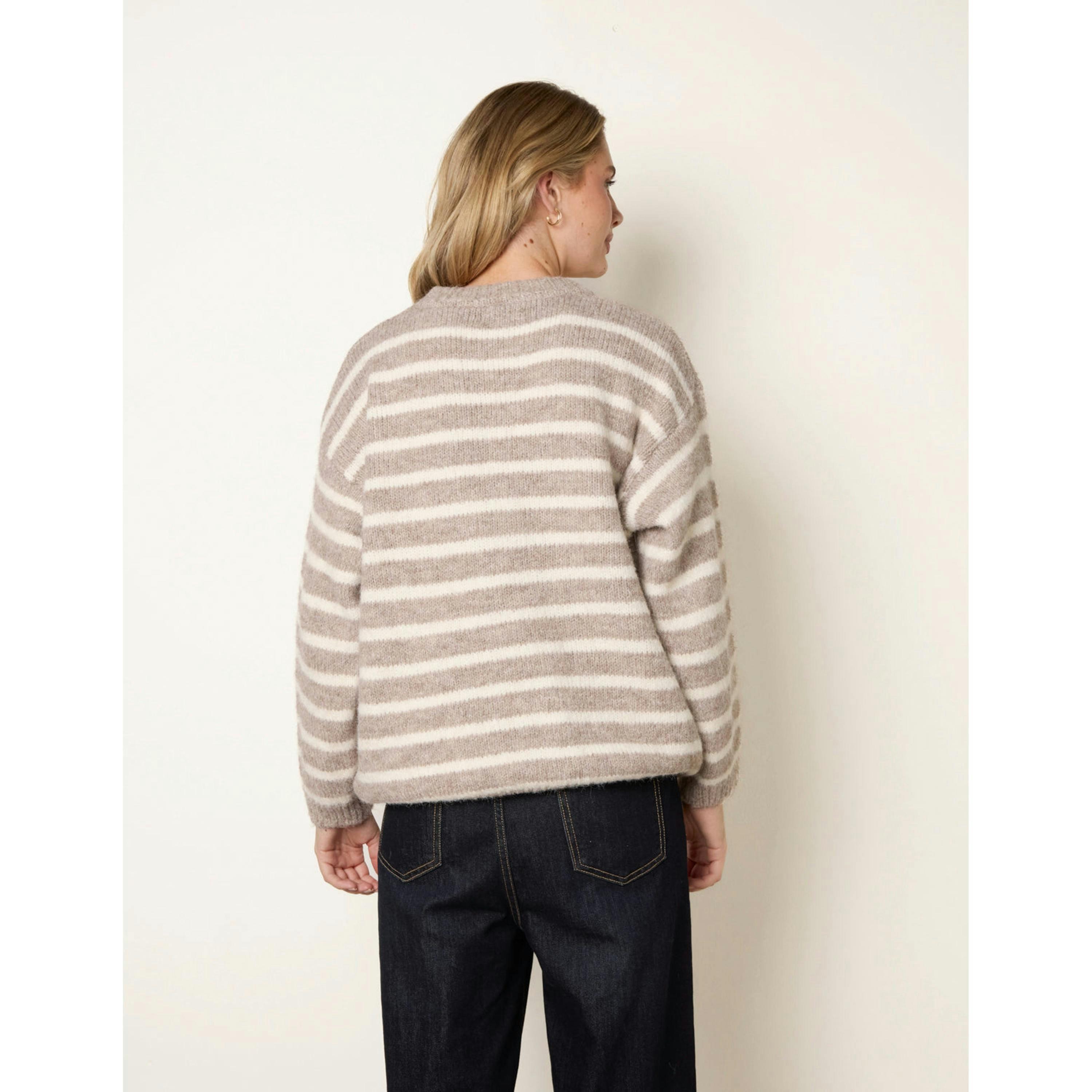 Blue Vanilla Stripe Knitted Jumper  in Beige , view 2 of 5