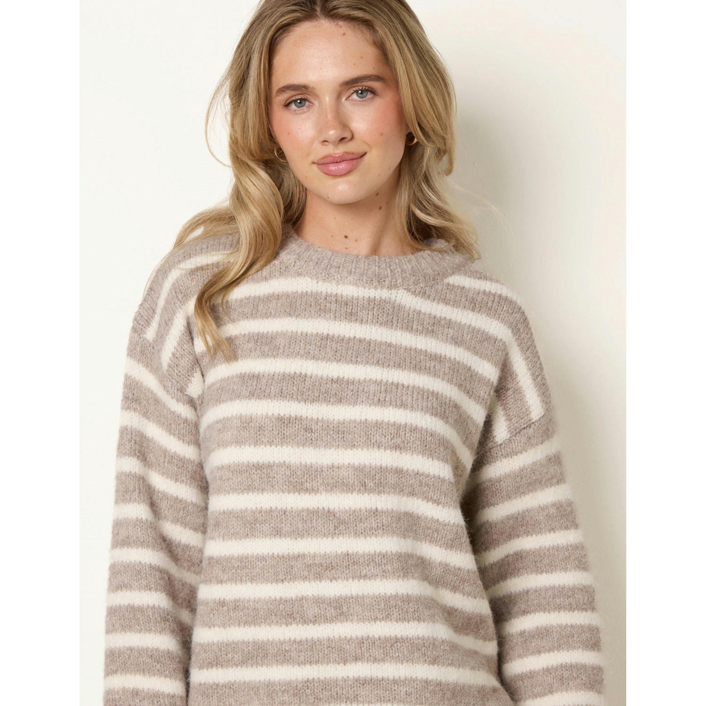Blue Vanilla Stripe Knitted Jumper  in Beige , view 3 of 5