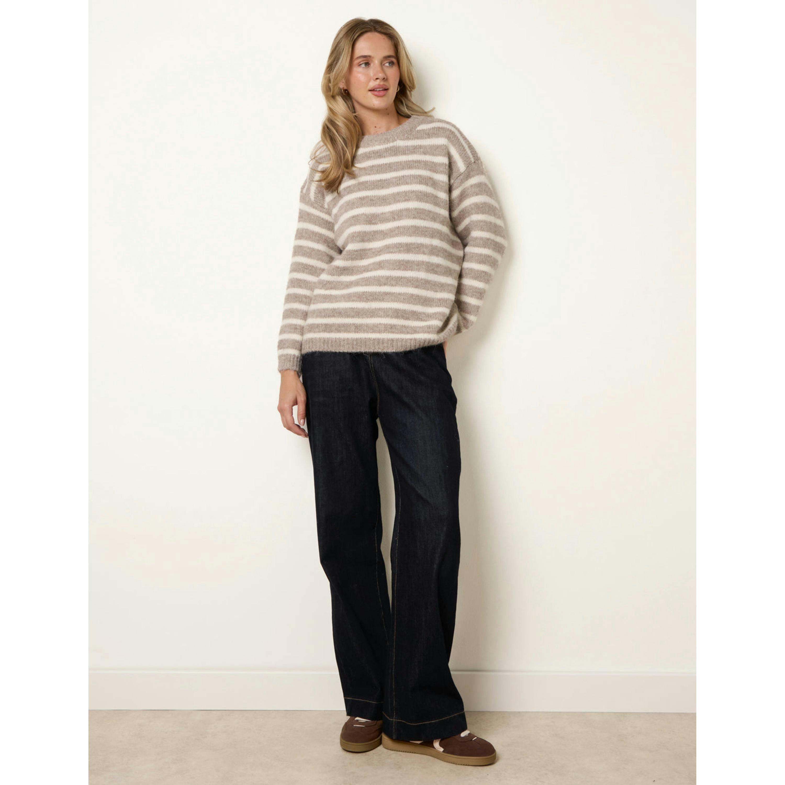 Blue Vanilla Stripe Knitted Jumper  in Beige , view 4 of 5