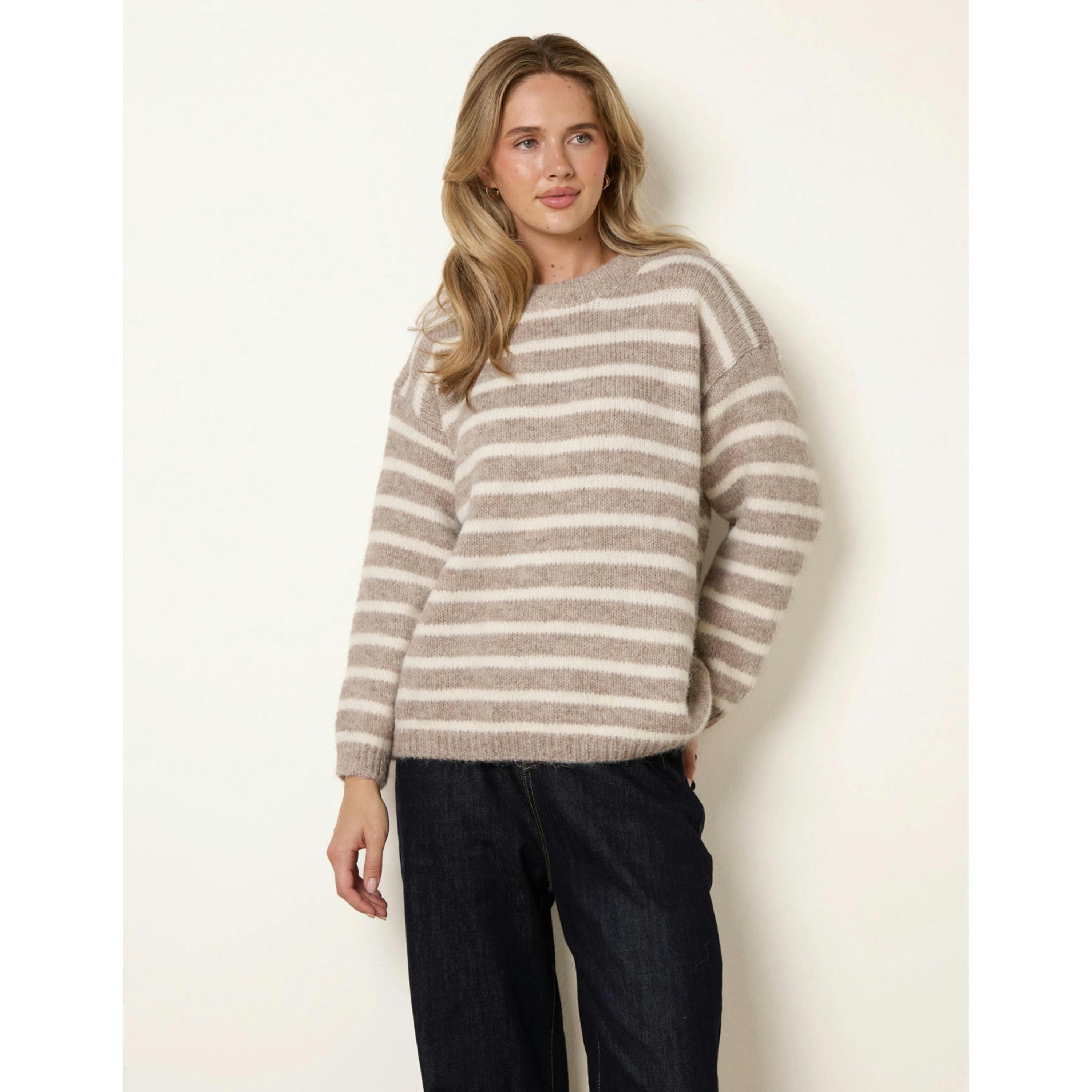 Blue Vanilla Stripe Knitted Jumper  in Beige , view 5 of 5