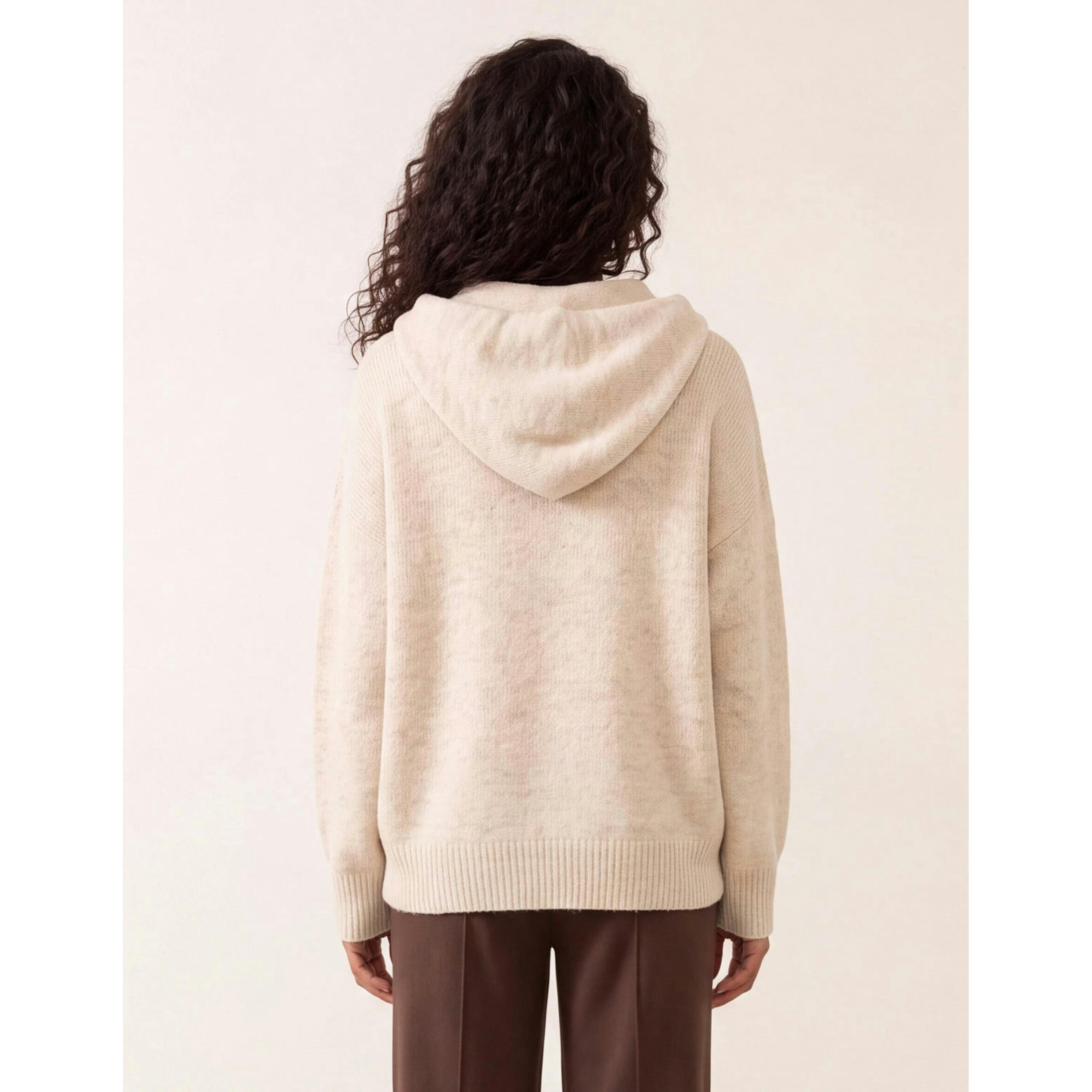 Blue Vanilla Soho Knitted Hoodie  in Beige , view 2 of 4