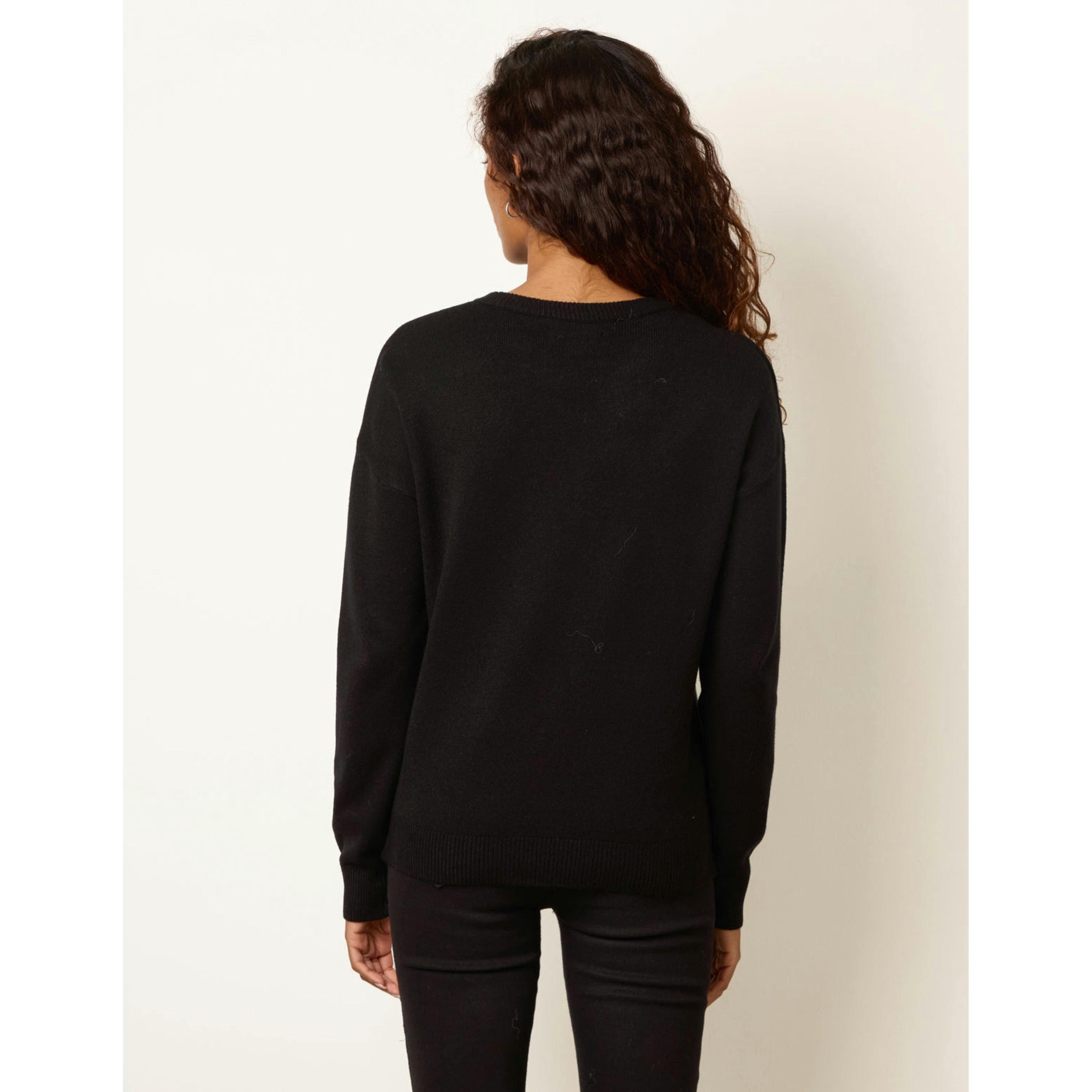 Blue Vanilla Diamante Round Neck Jumper  in Black , view 2 of 4