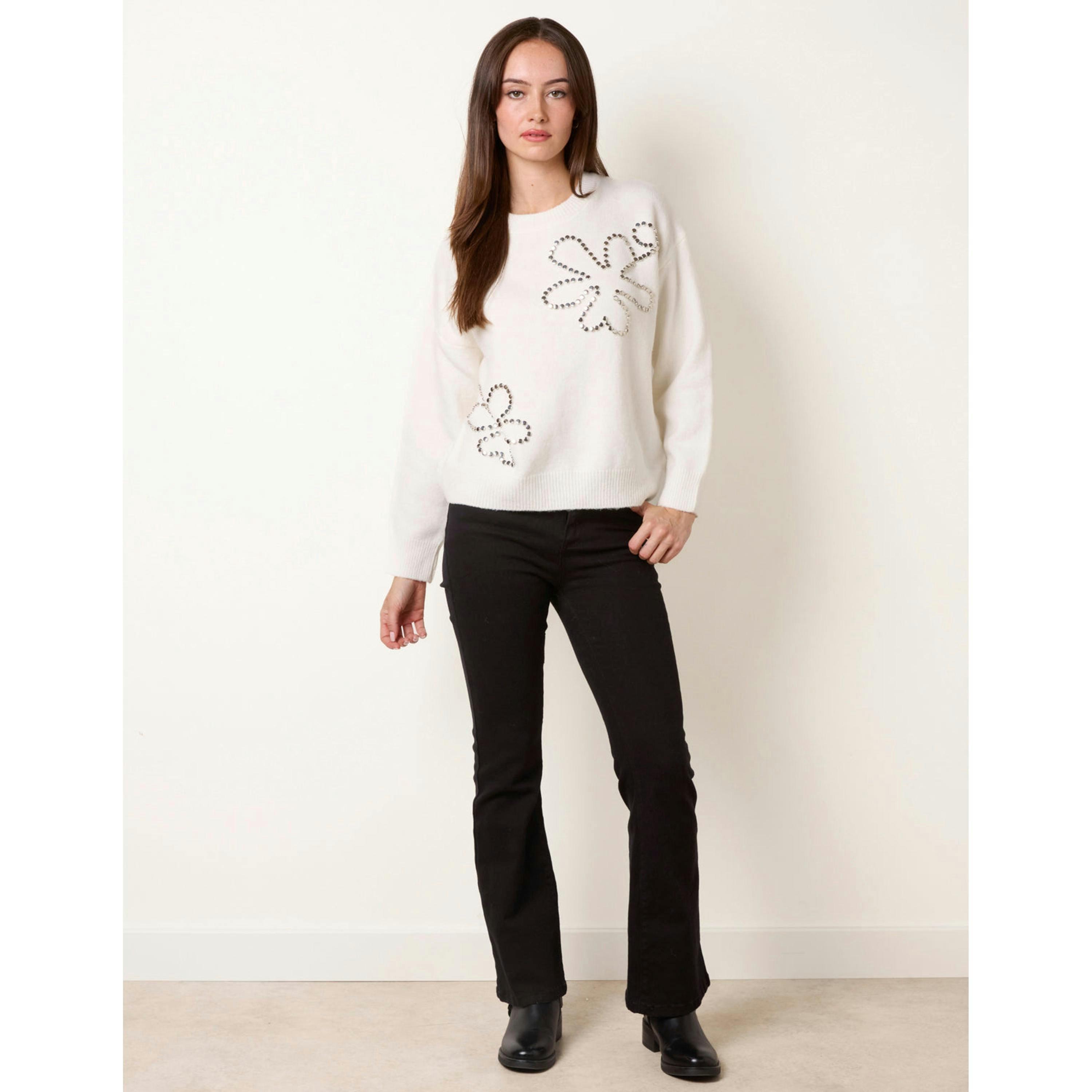 Blue Vanilla Jumper With Silver Stud Detailing  in Ivory , view 4 of 4
