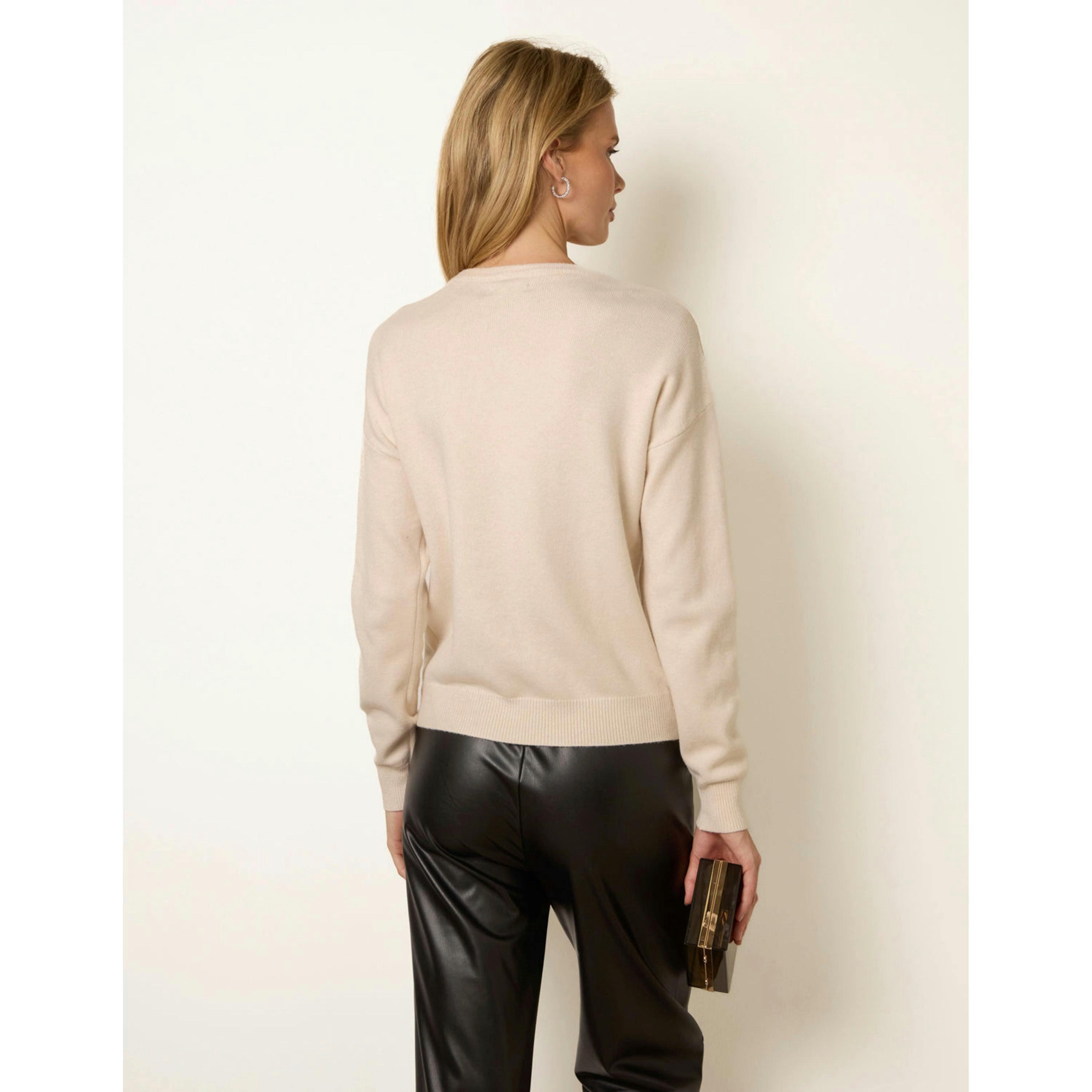 Blue Vanilla Diamante Round Neck Jumper  in Stone , view 2 of 4