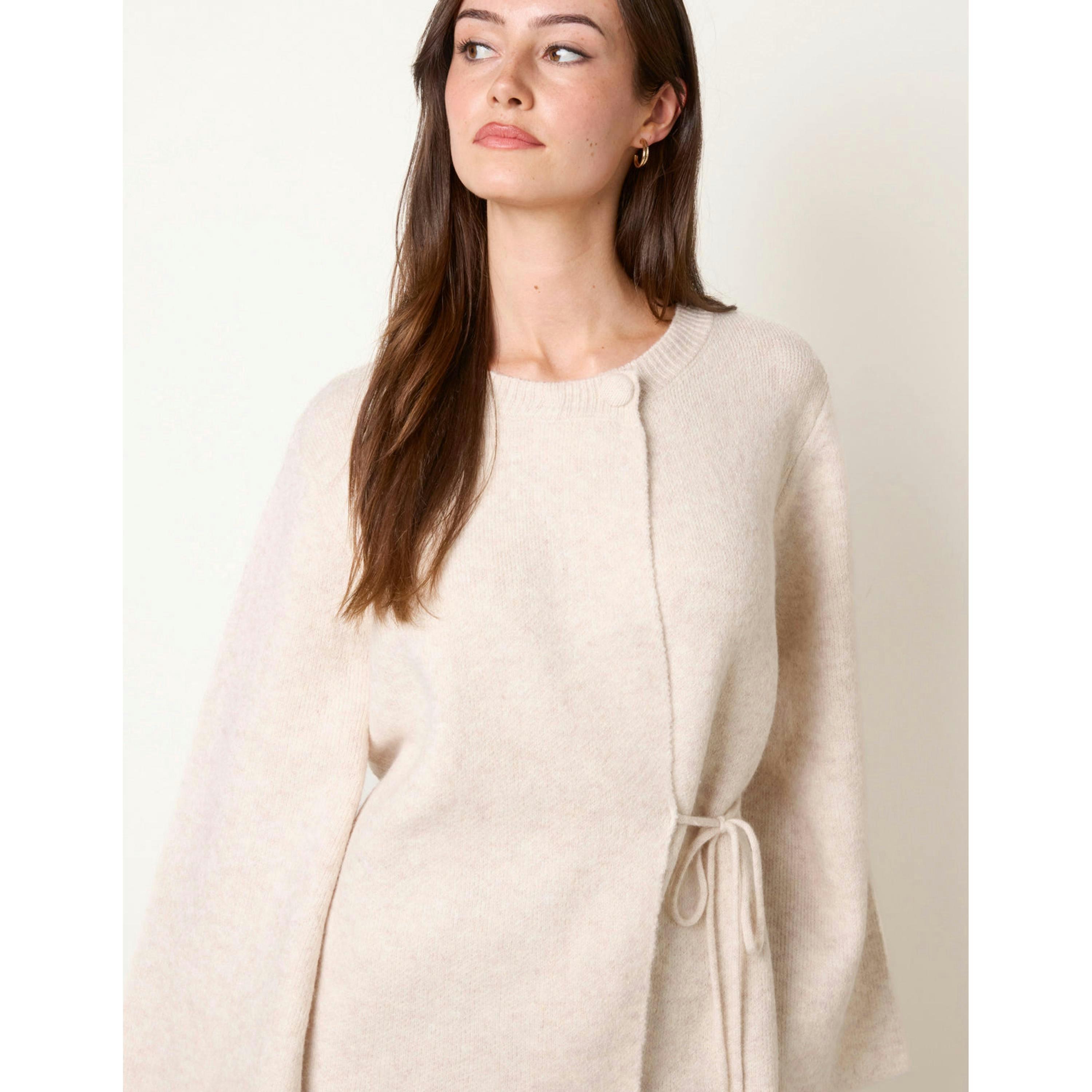 Blue Vanilla Cardigan With Soft Textured Finish  in Stone , view 4 of 4