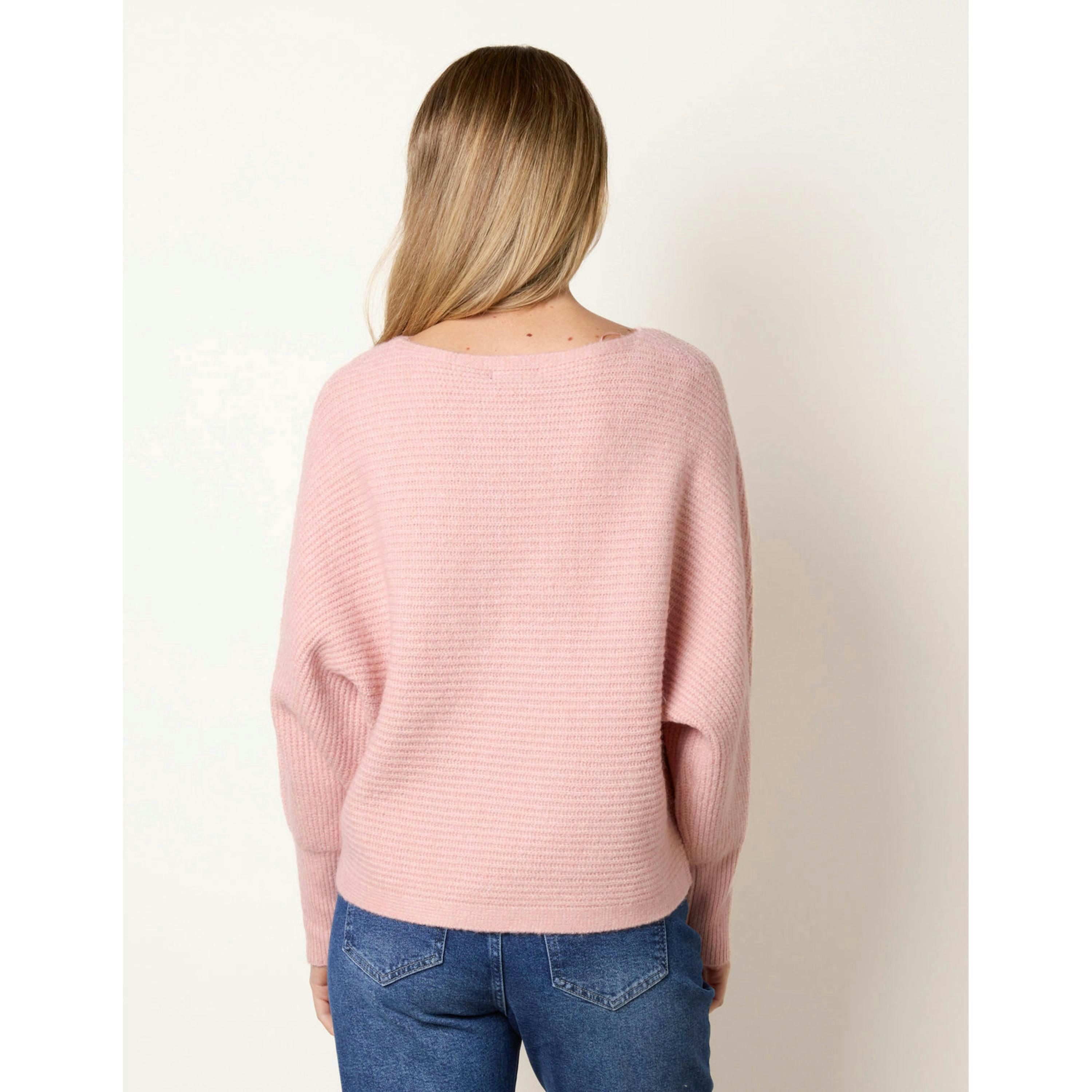 Blue Vanilla Ribbed Knit Batwing Jumper  in Pink , view 2 of 4