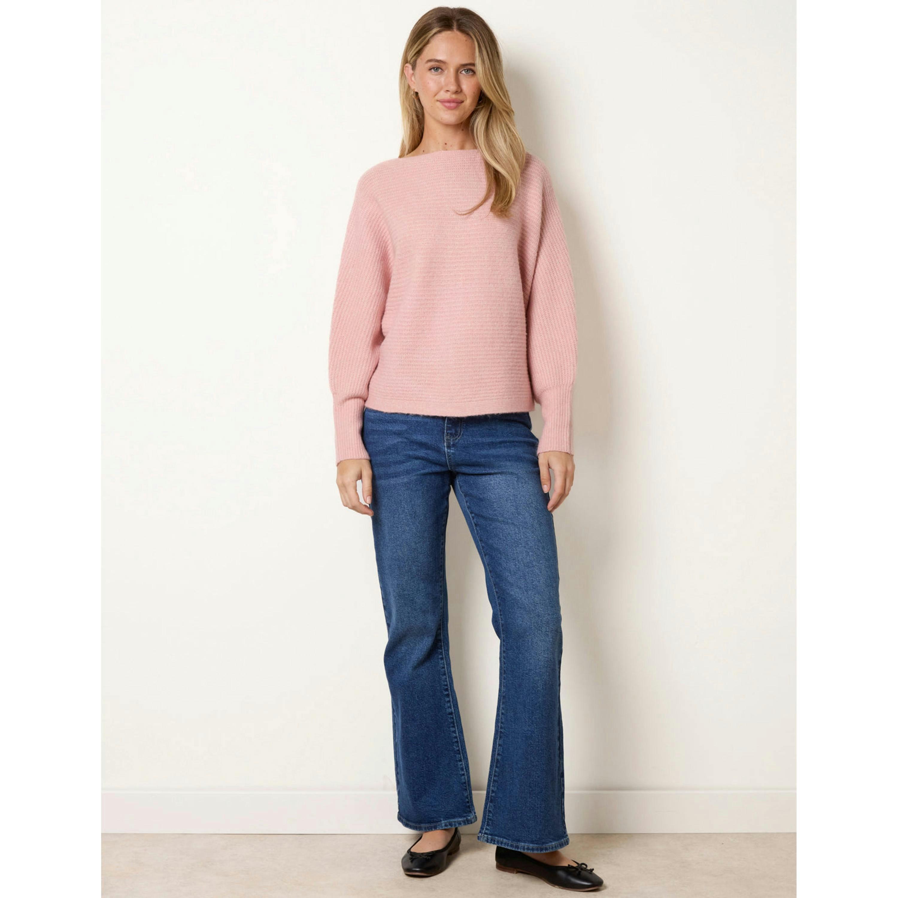 Blue Vanilla Ribbed Knit Batwing Jumper  in Pink , view 4 of 4