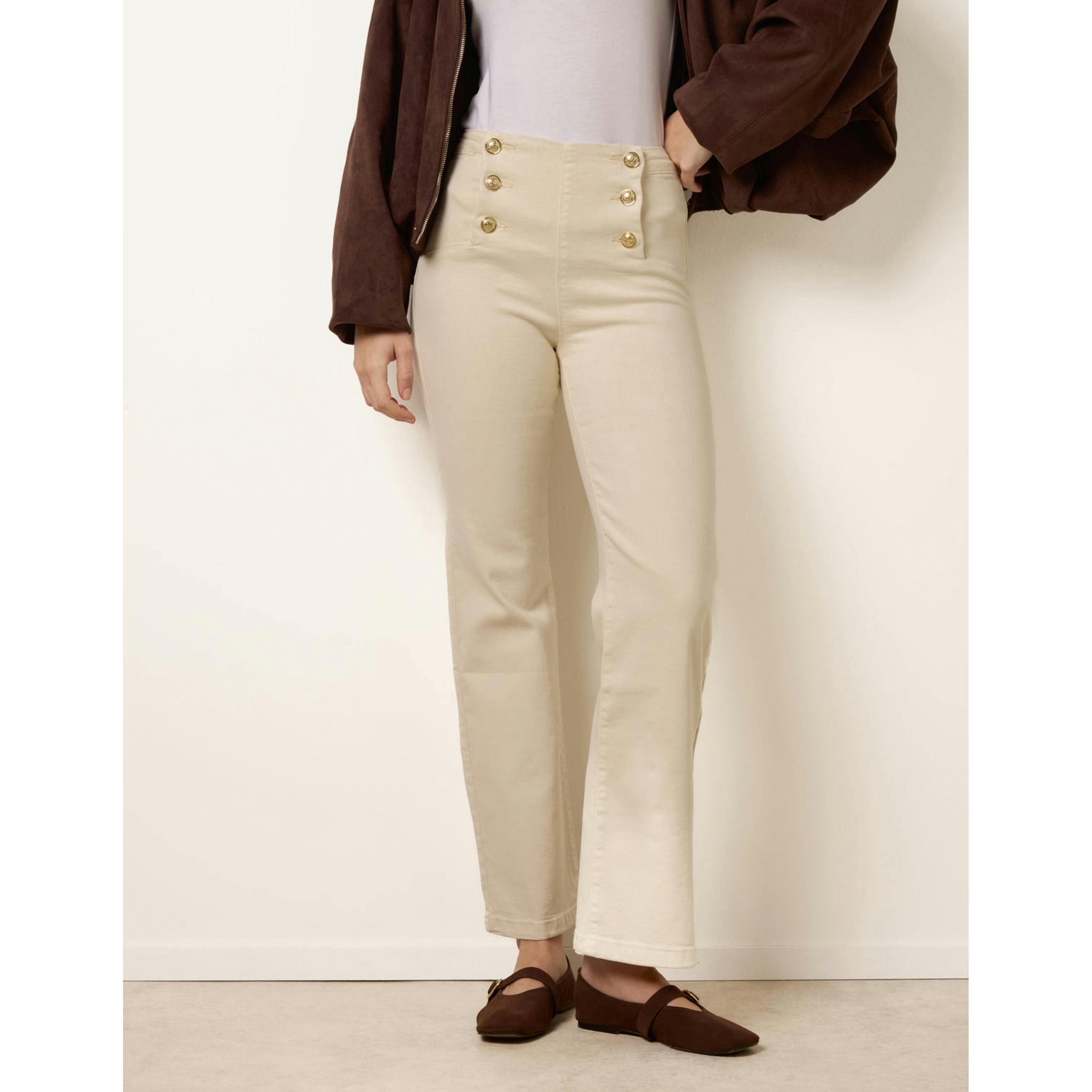 Blue Vanilla Triple Button Front Jeans  in Ivory , view 3 of 4