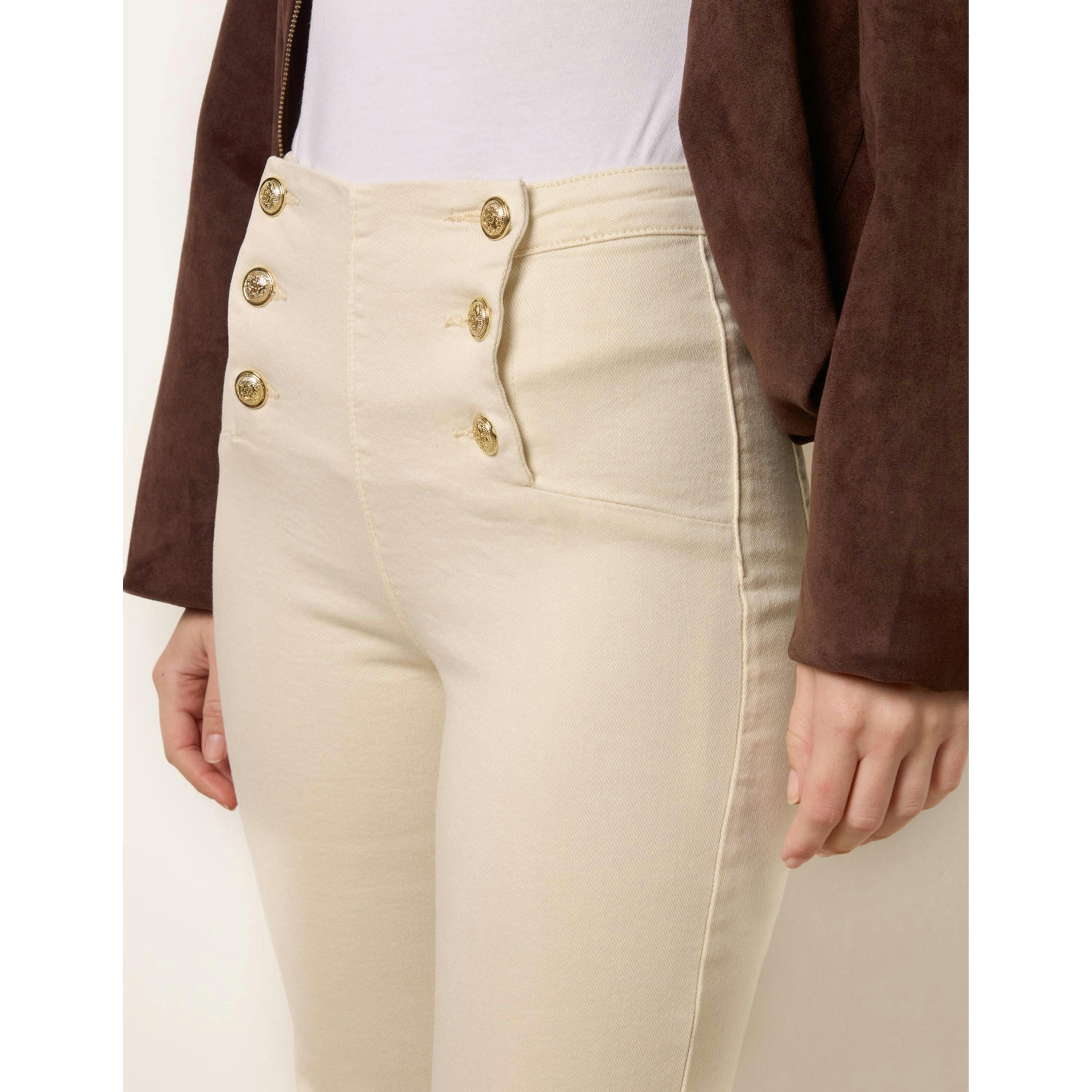 Blue Vanilla Triple Button Front Jeans  in Ivory , view 4 of 4