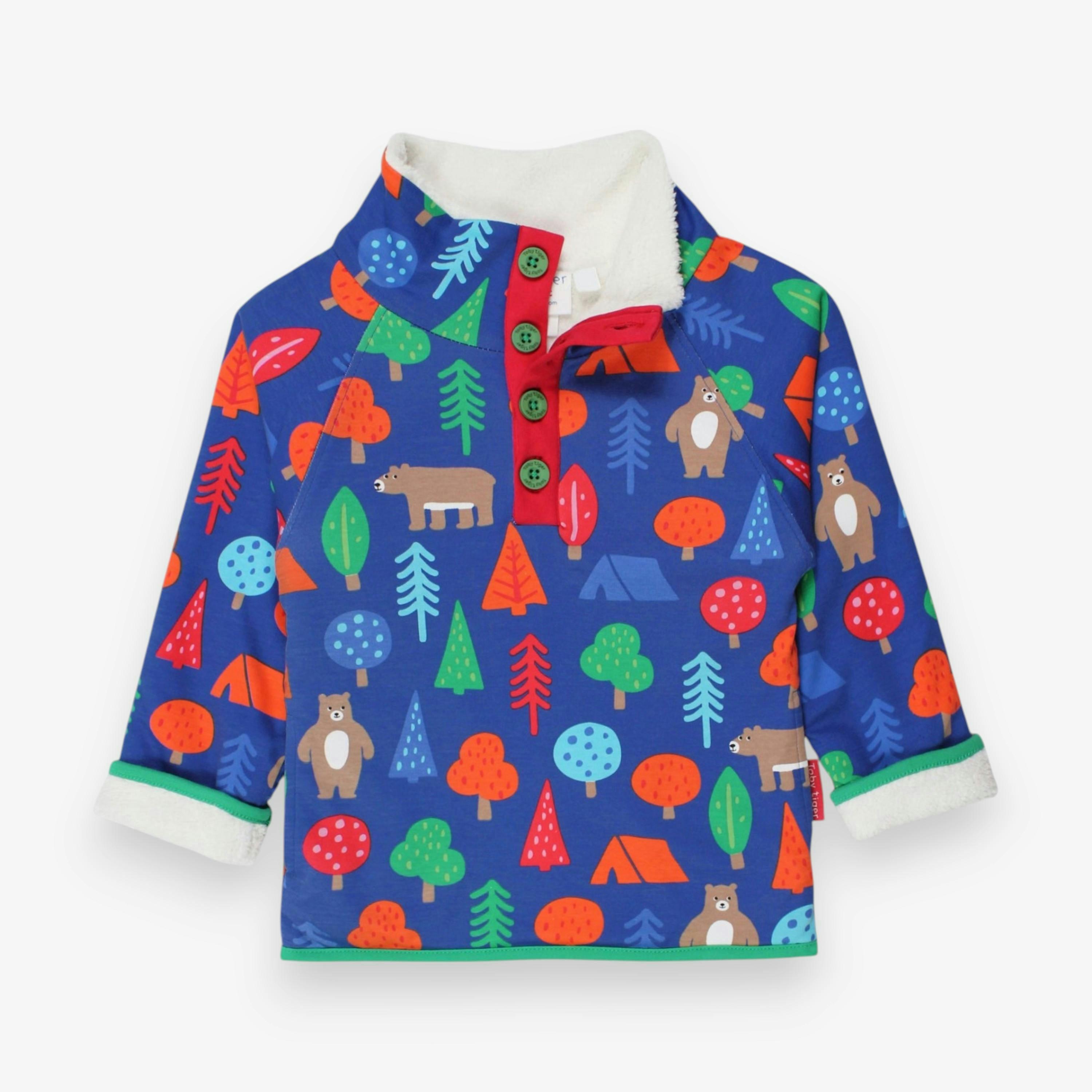 Organic Camping Bear Print Cosy Fleece Sweatshirt , view 1 of 2