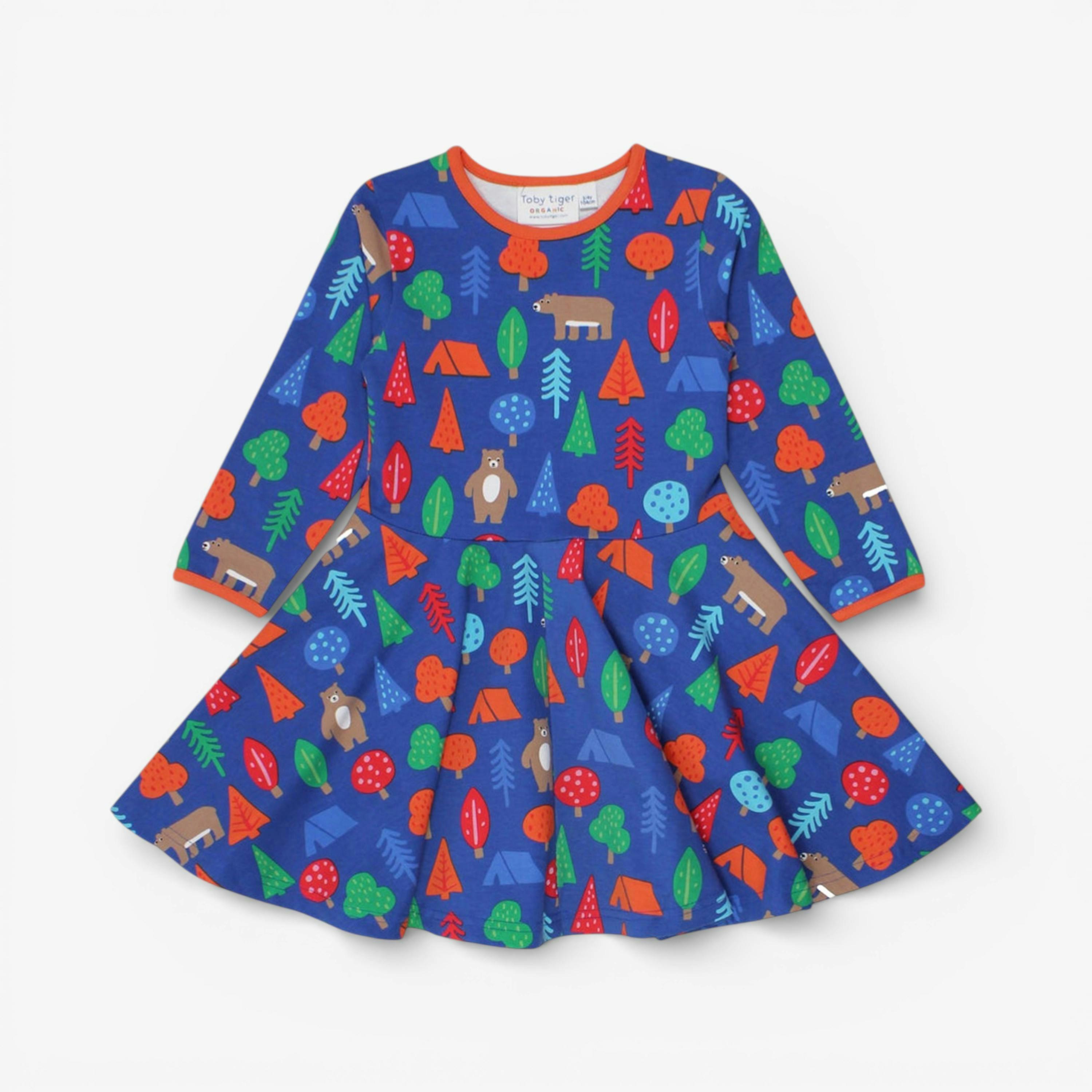Organic Camping Bear Print Skater Dress , view 1 of 2
