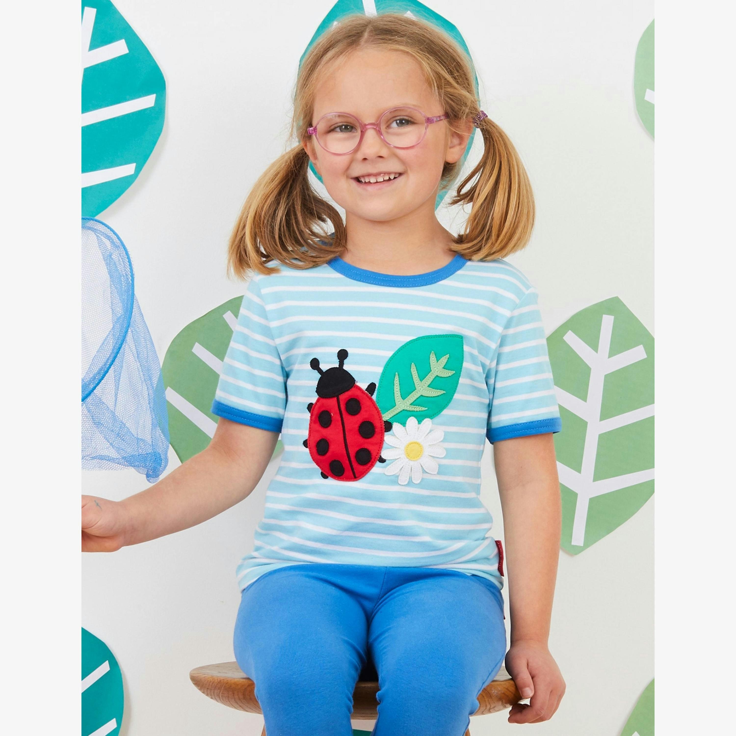 Organic Ladybird Applique Short-Sleeved T-Shirt , view 2 of 2