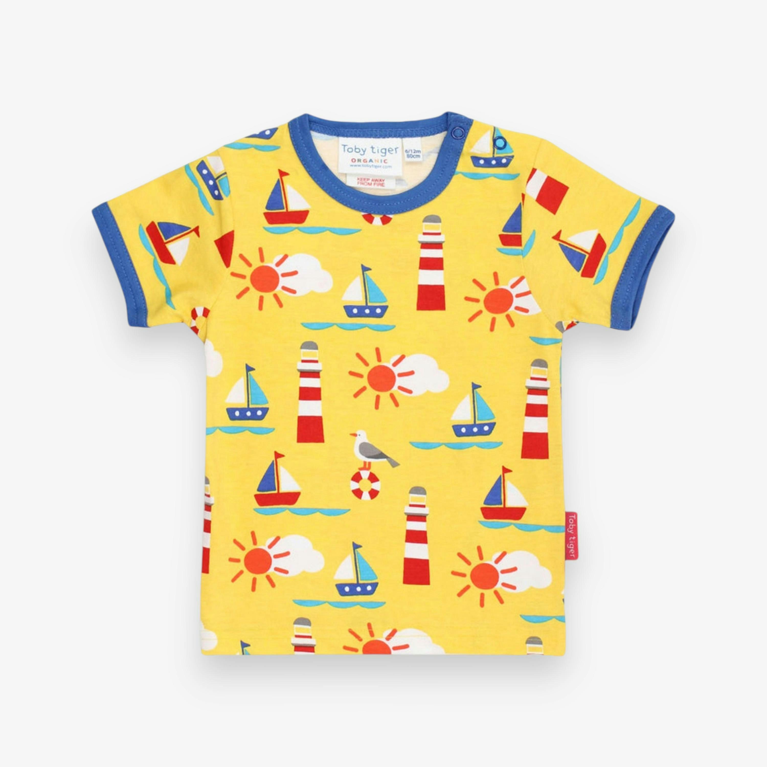 Organic Seaside Print Short-Sleeved T-Shirt , view 1 of 2