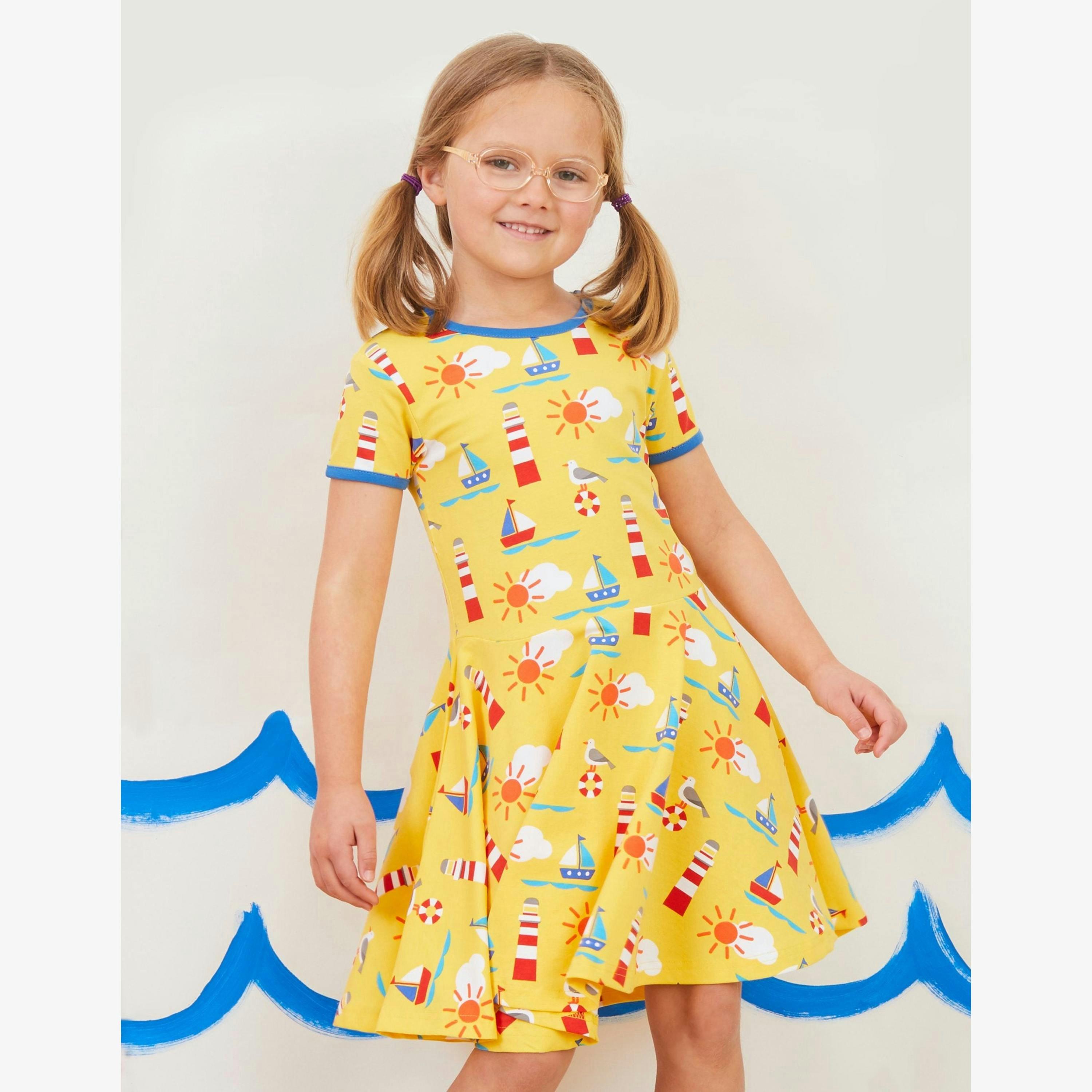 Organic Seaside Print SS Skater Dress , view 2 of 2
