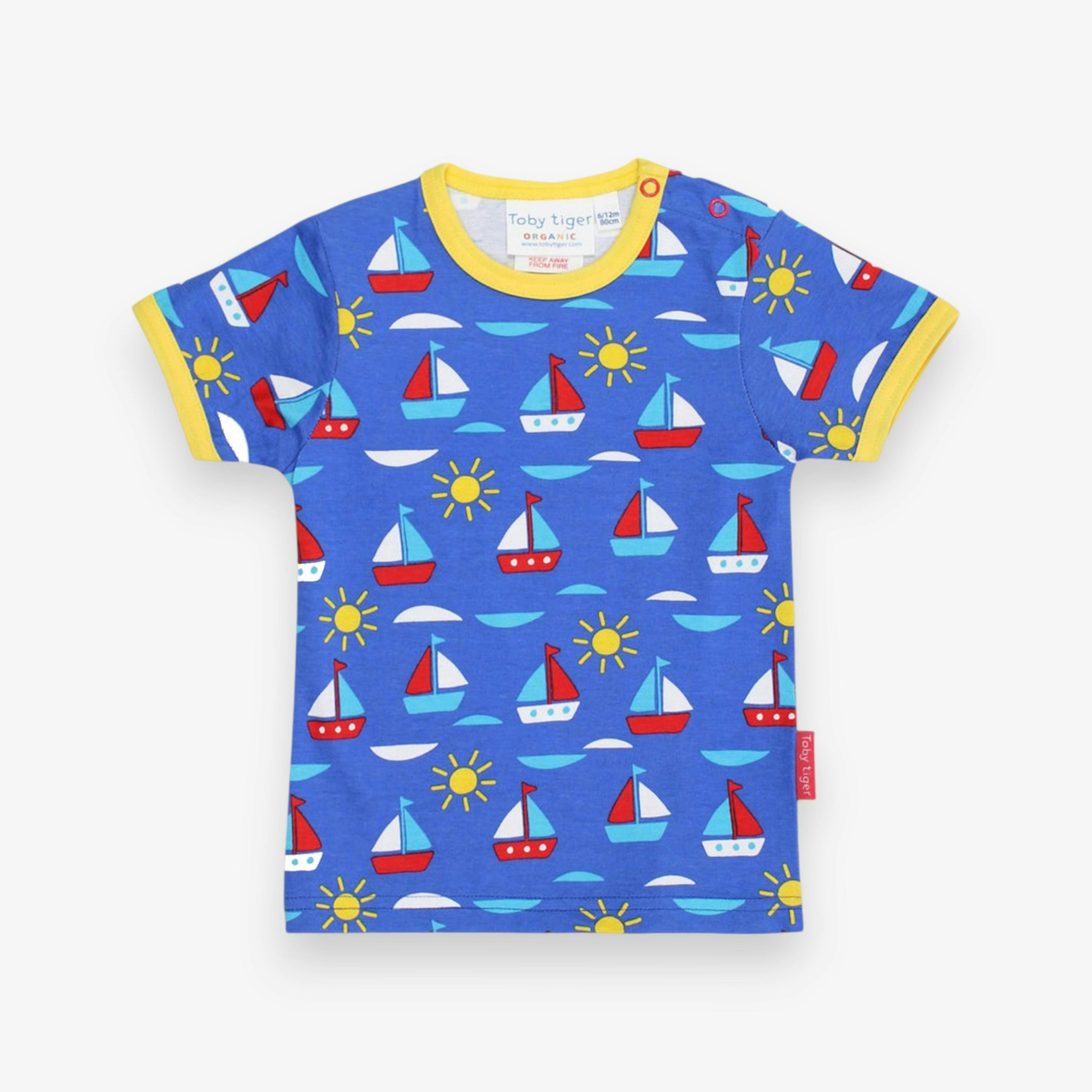 Organic Boat Print Short-Sleeved T-Shirt , view 1 of 2