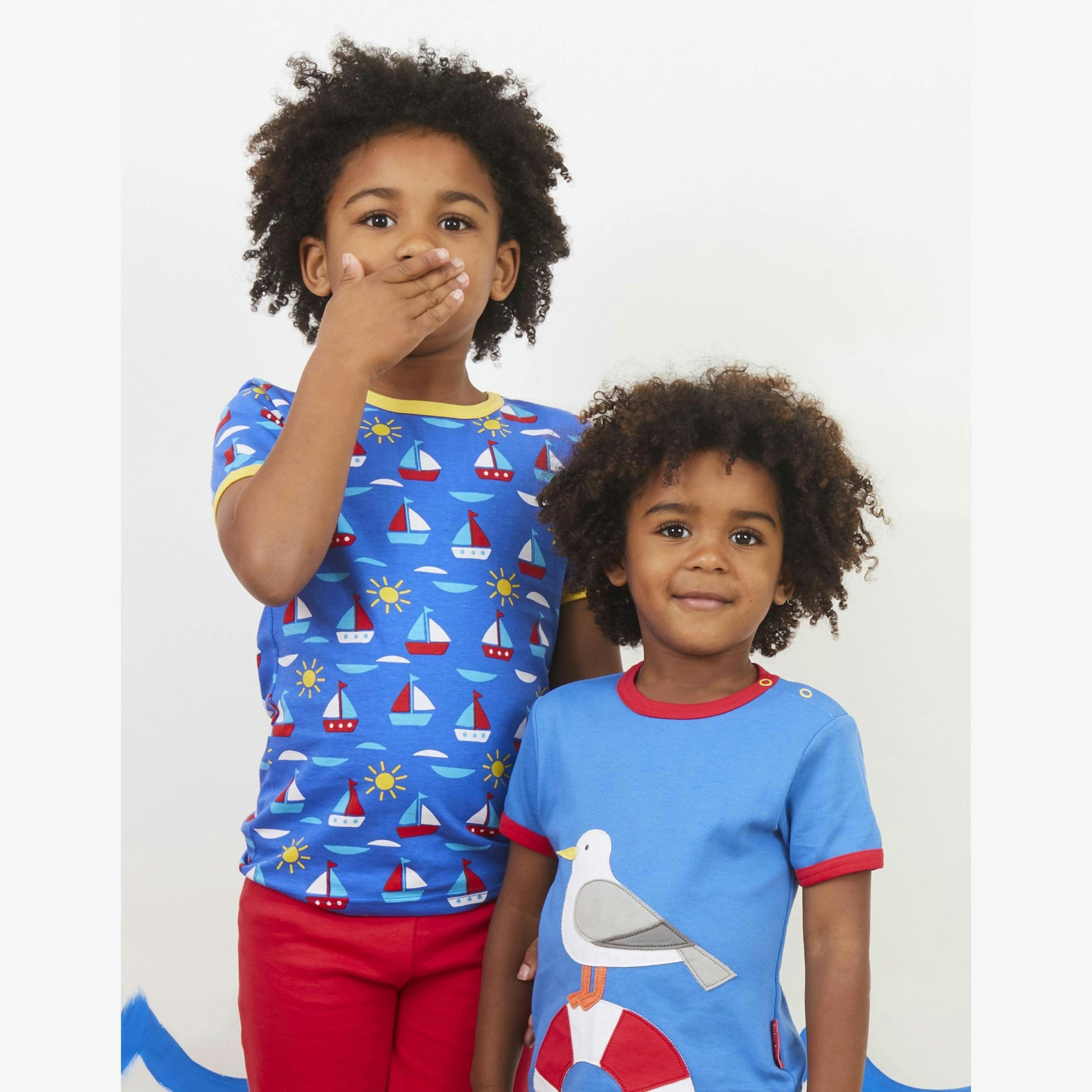Organic Boat Print Short-Sleeved T-Shirt , view 2 of 2
