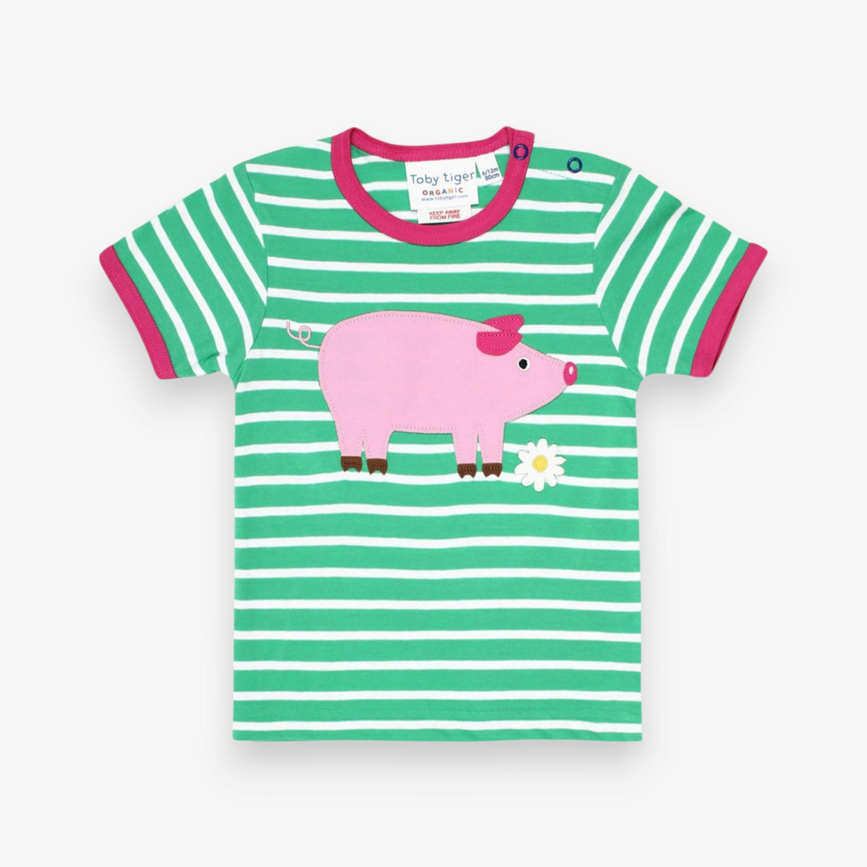 Organic Pig Applique Short-Sleeved T-Shirt , view 1 of 2