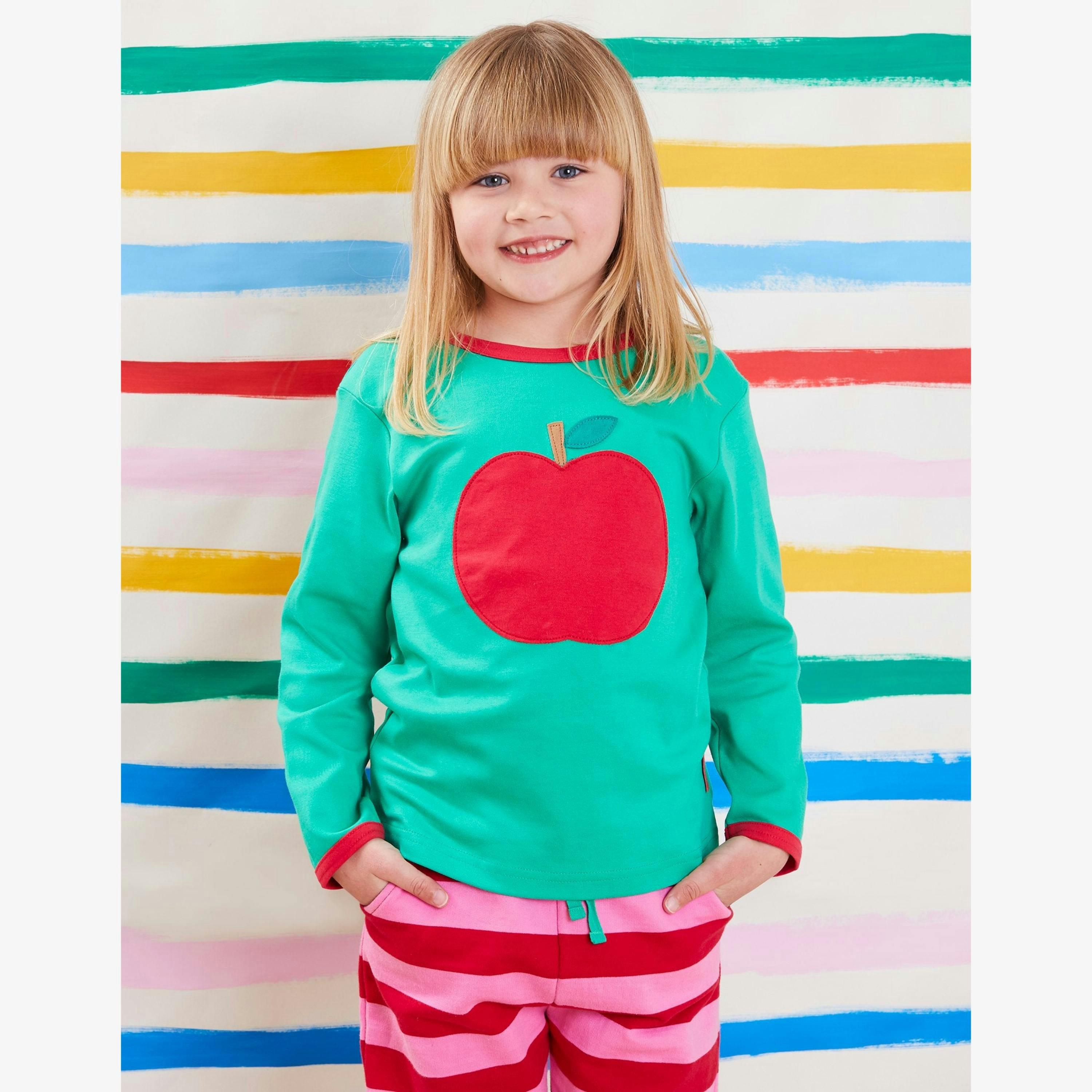 Organic Green Apple Applique Long-Sleeved T-Shirt , view 2 of 2