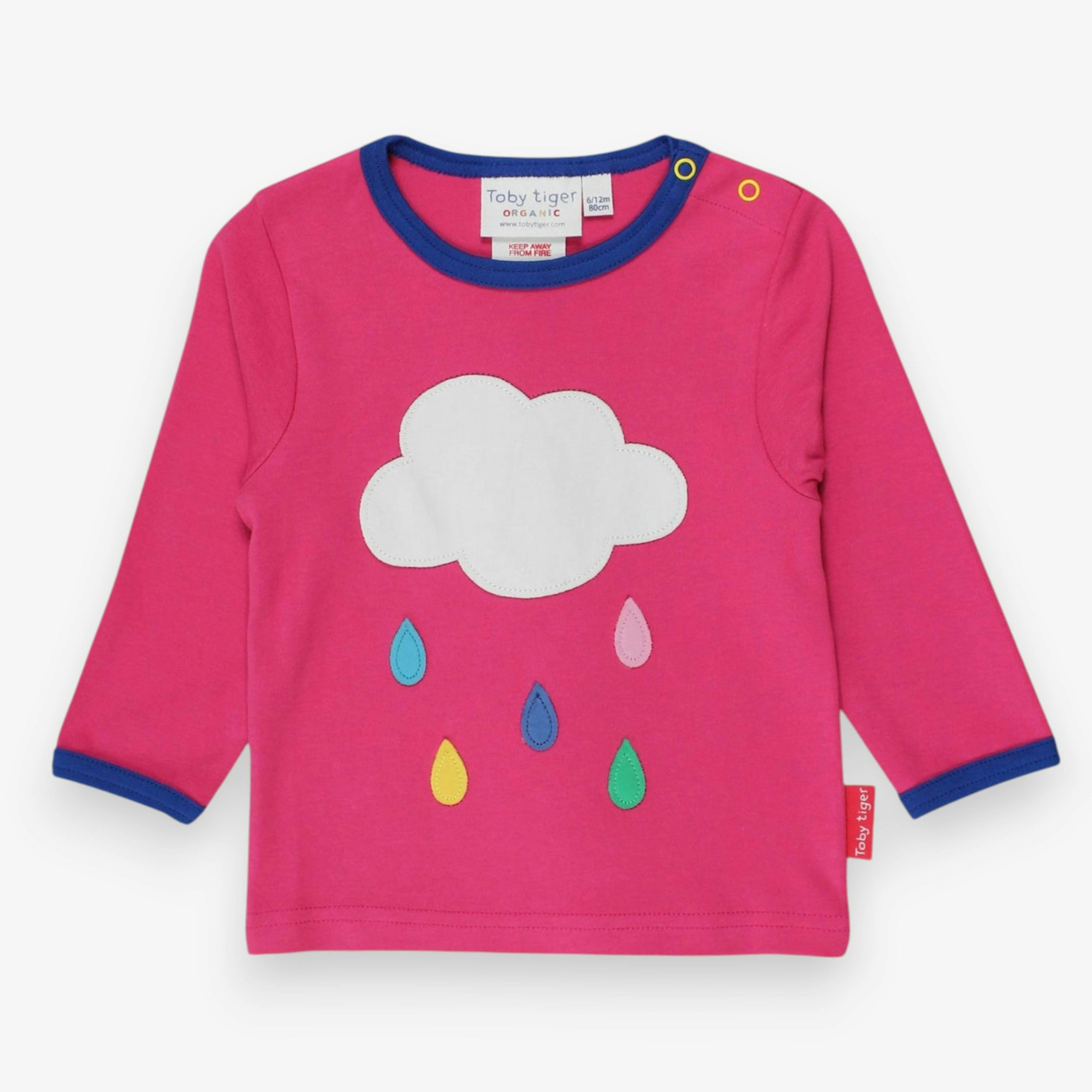 Organic Pink Cloud Applique Long-Sleeved T-Shirt , view 1 of 2