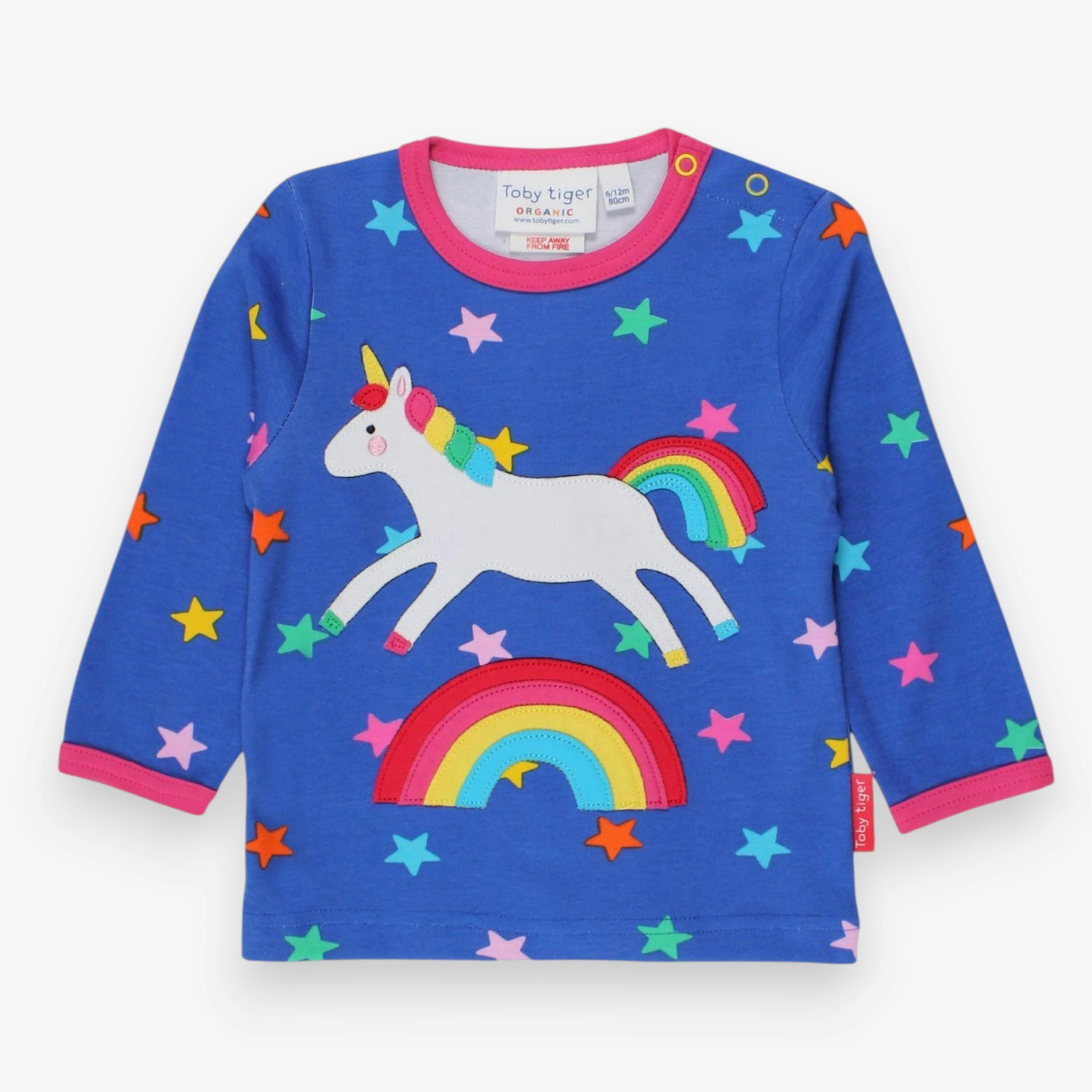Organic Rainbow Unicorn Applique Long-Sleeved T-Shirt , view 1 of 2