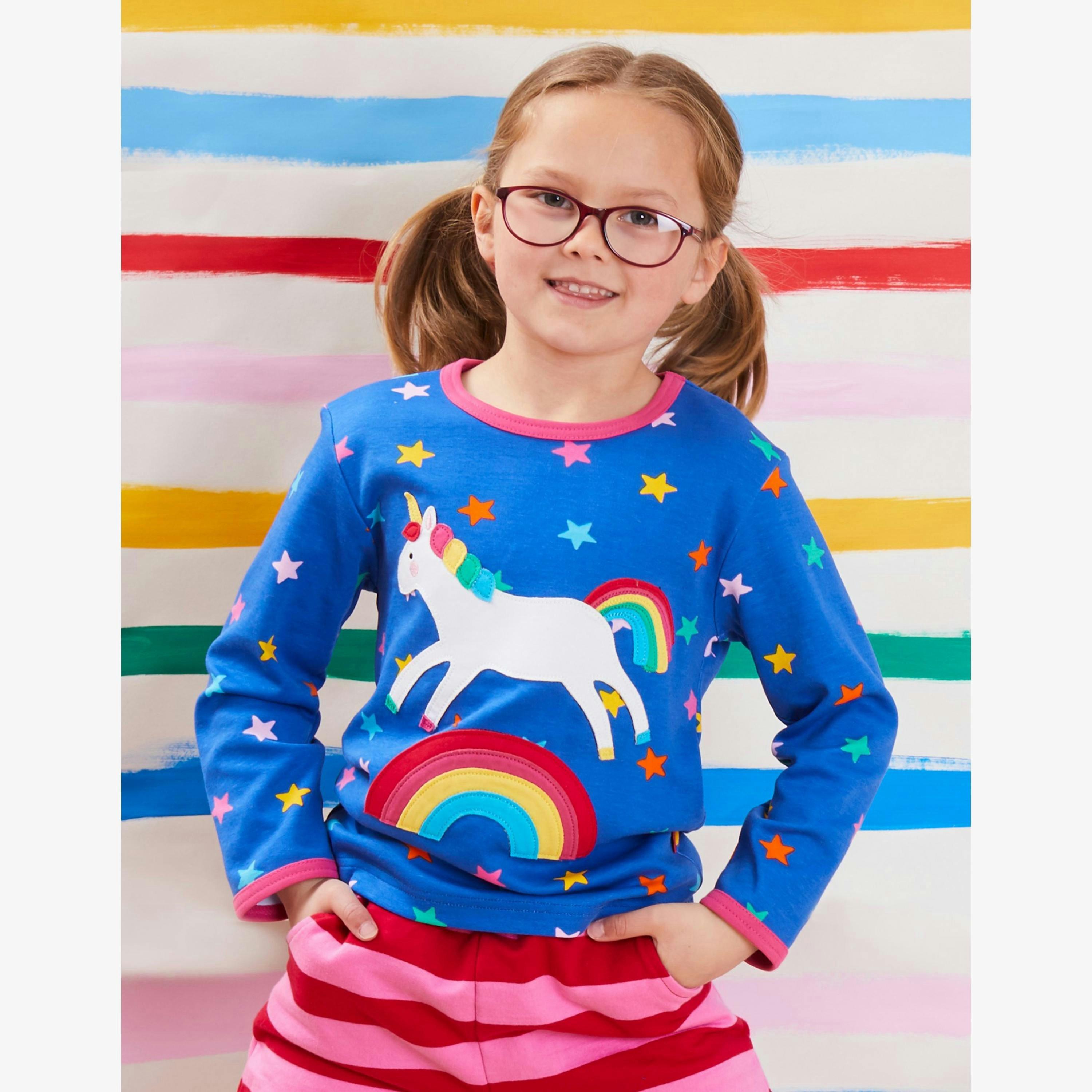 Organic Rainbow Unicorn Applique Long-Sleeved T-Shirt , view 2 of 2