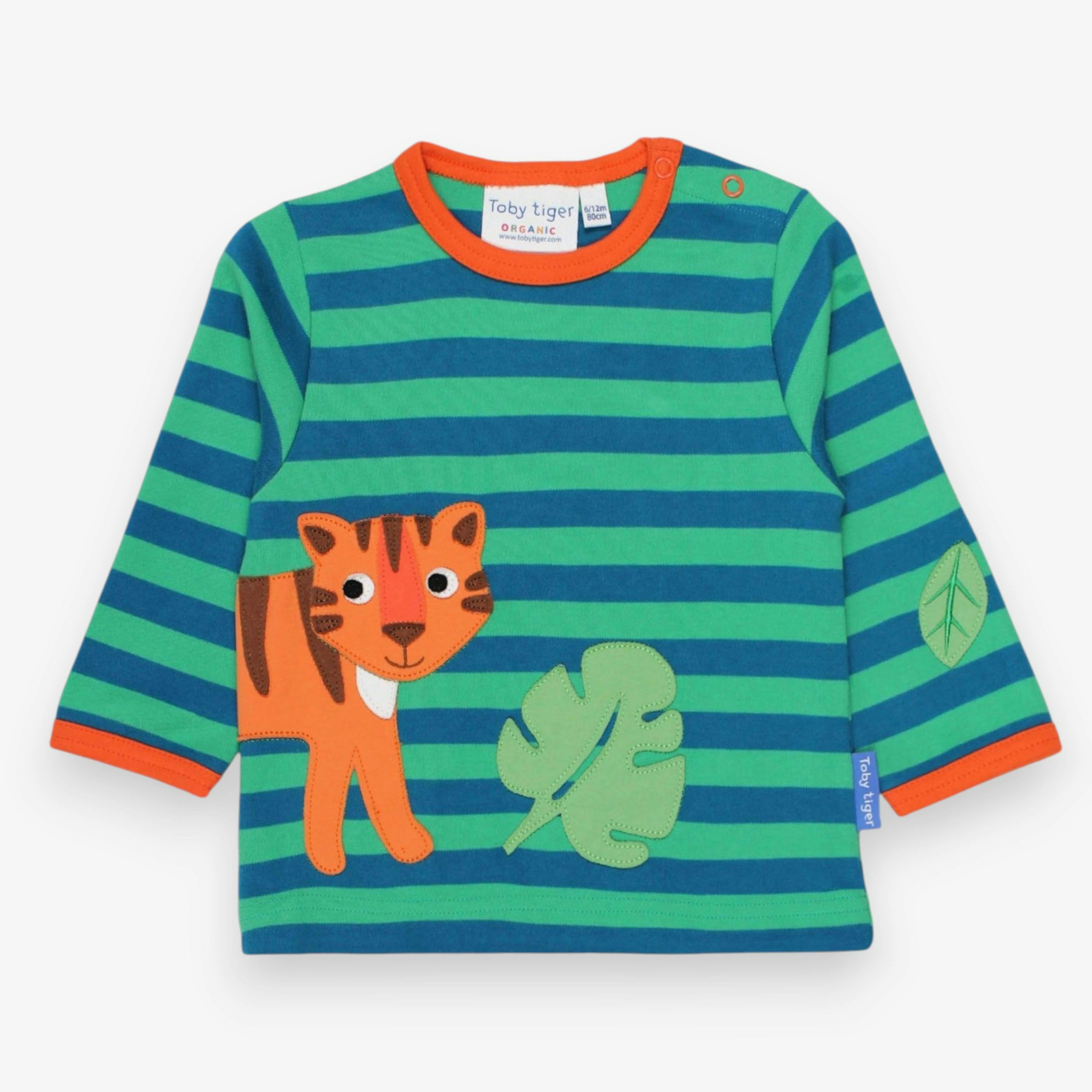 Organic Born Free Tiger Applique Long-Sleeved T-Shirt , view 1 of 3