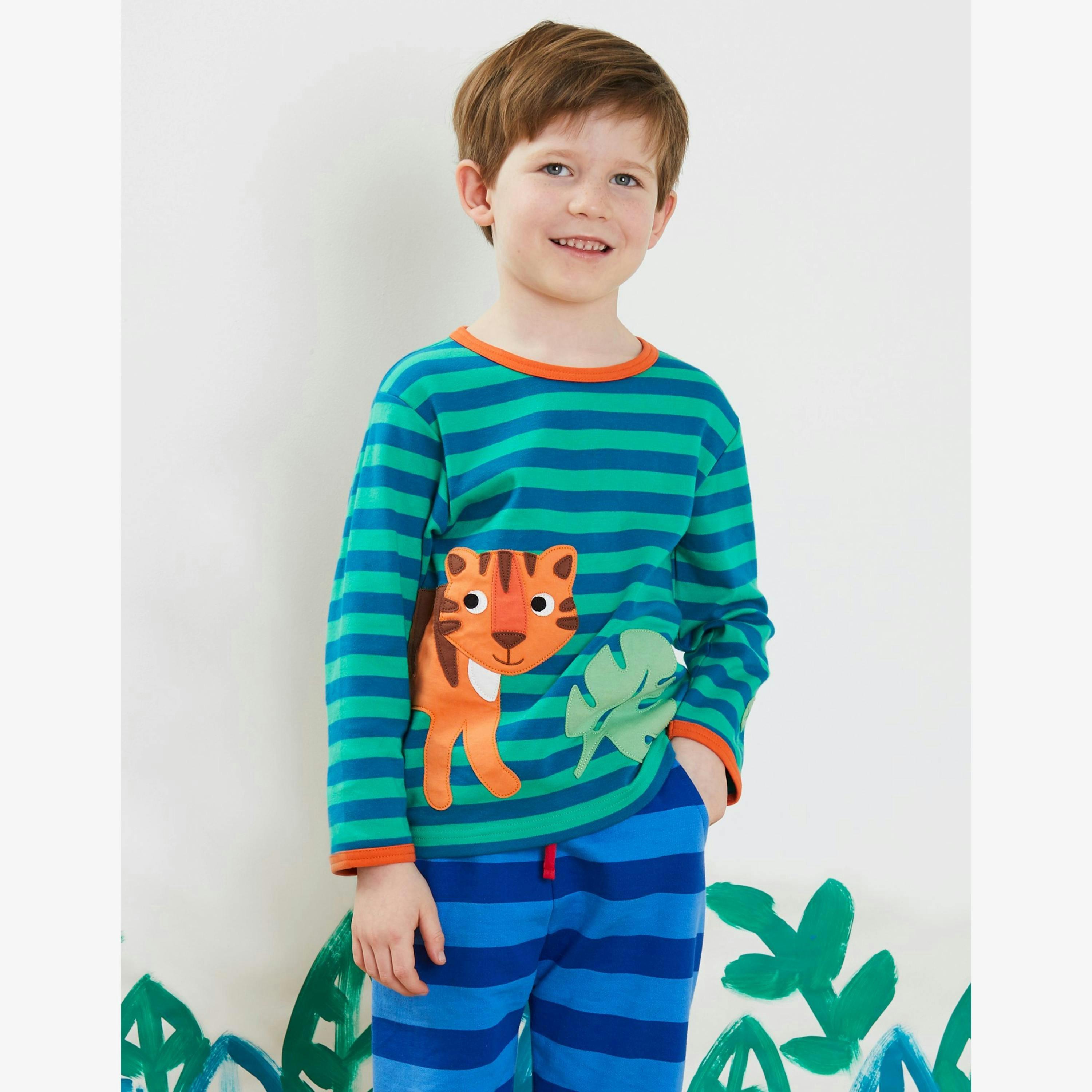 Organic Born Free Tiger Applique Long-Sleeved T-Shirt , view 2 of 3