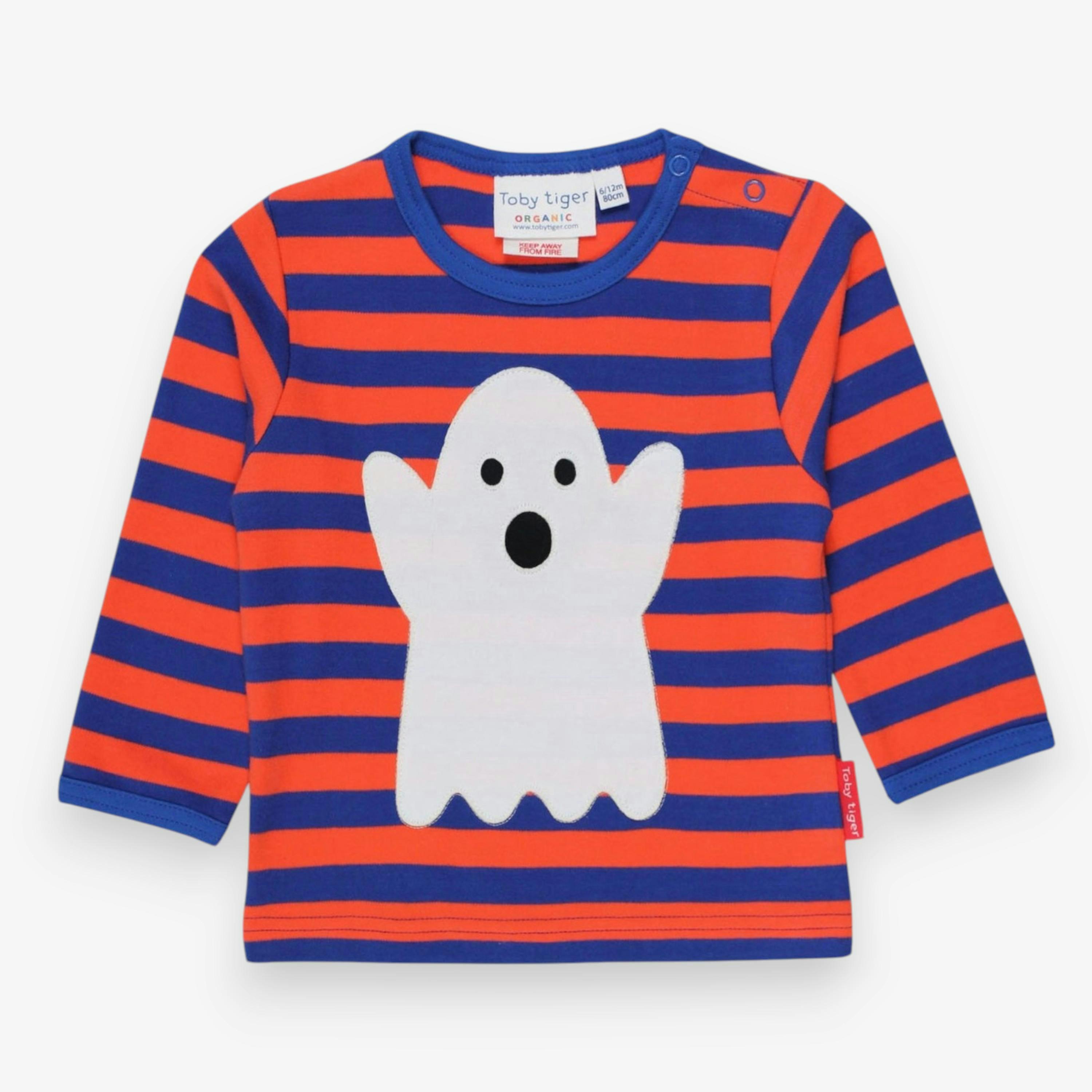 Organic Halloween Ghost Applique Long-Sleeved T-Shirt , view 1 of 2
