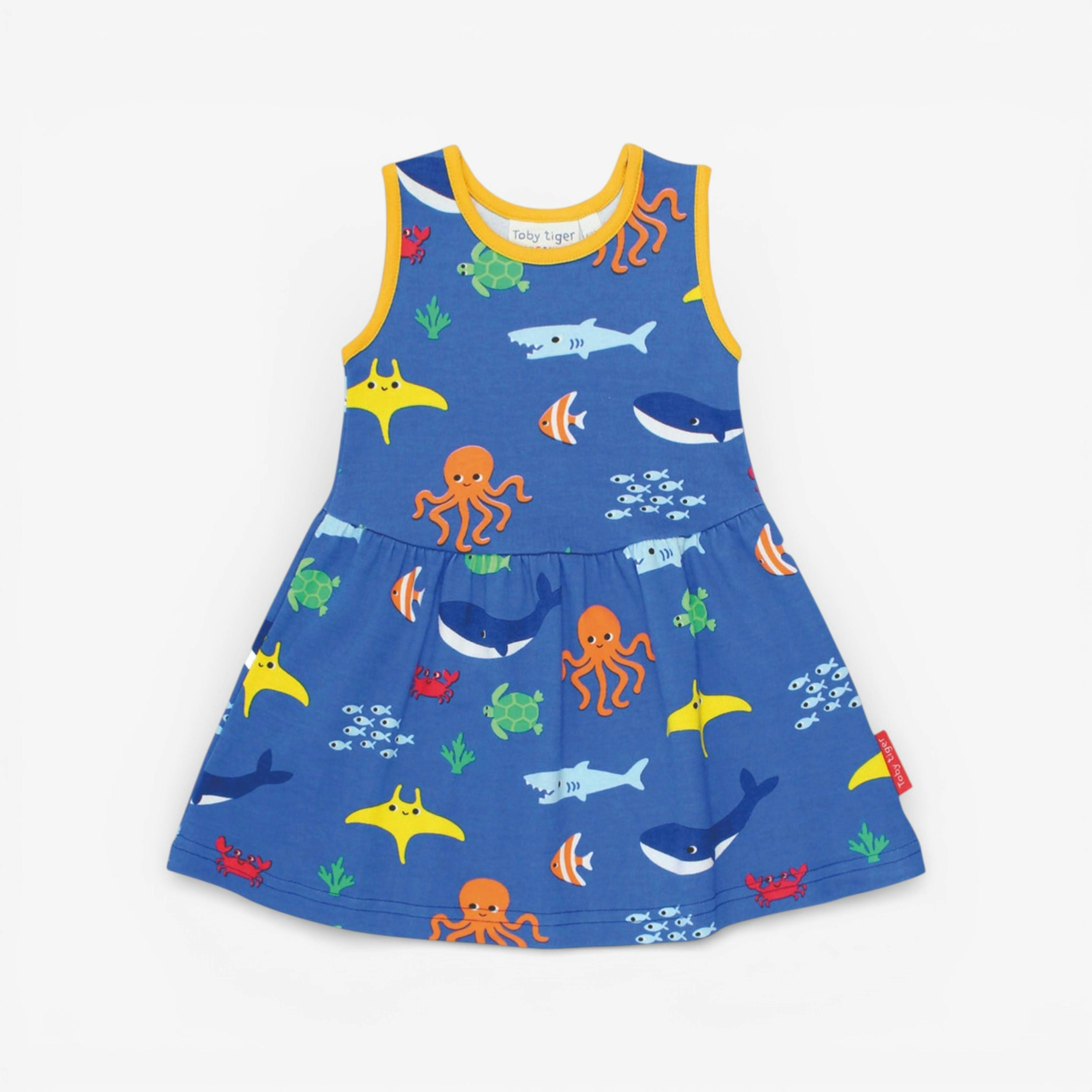 Organic Sealife Print Summer Dress , view 1 of 2