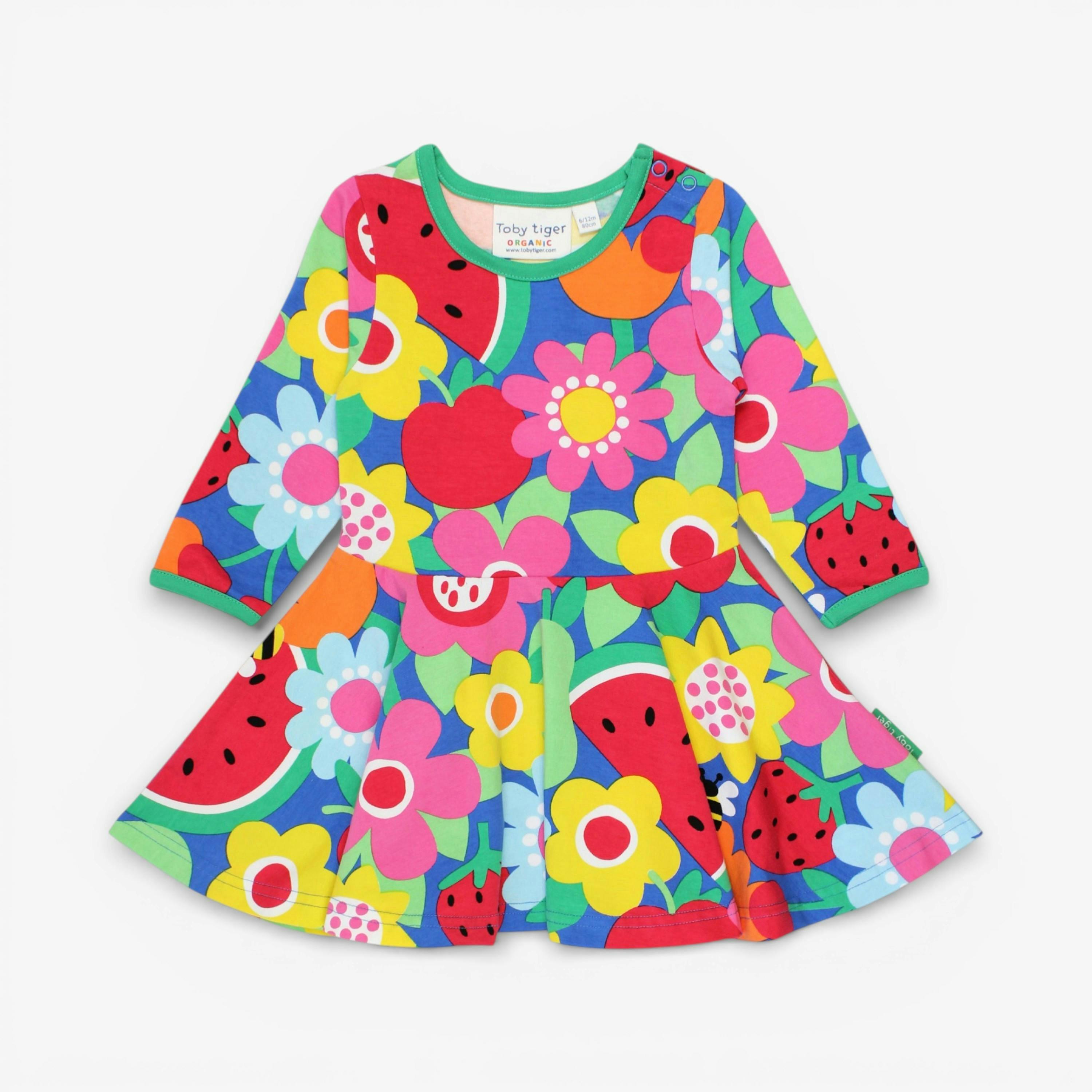 Organic Fruit Flower Print Skater Dress , view 1 of 2