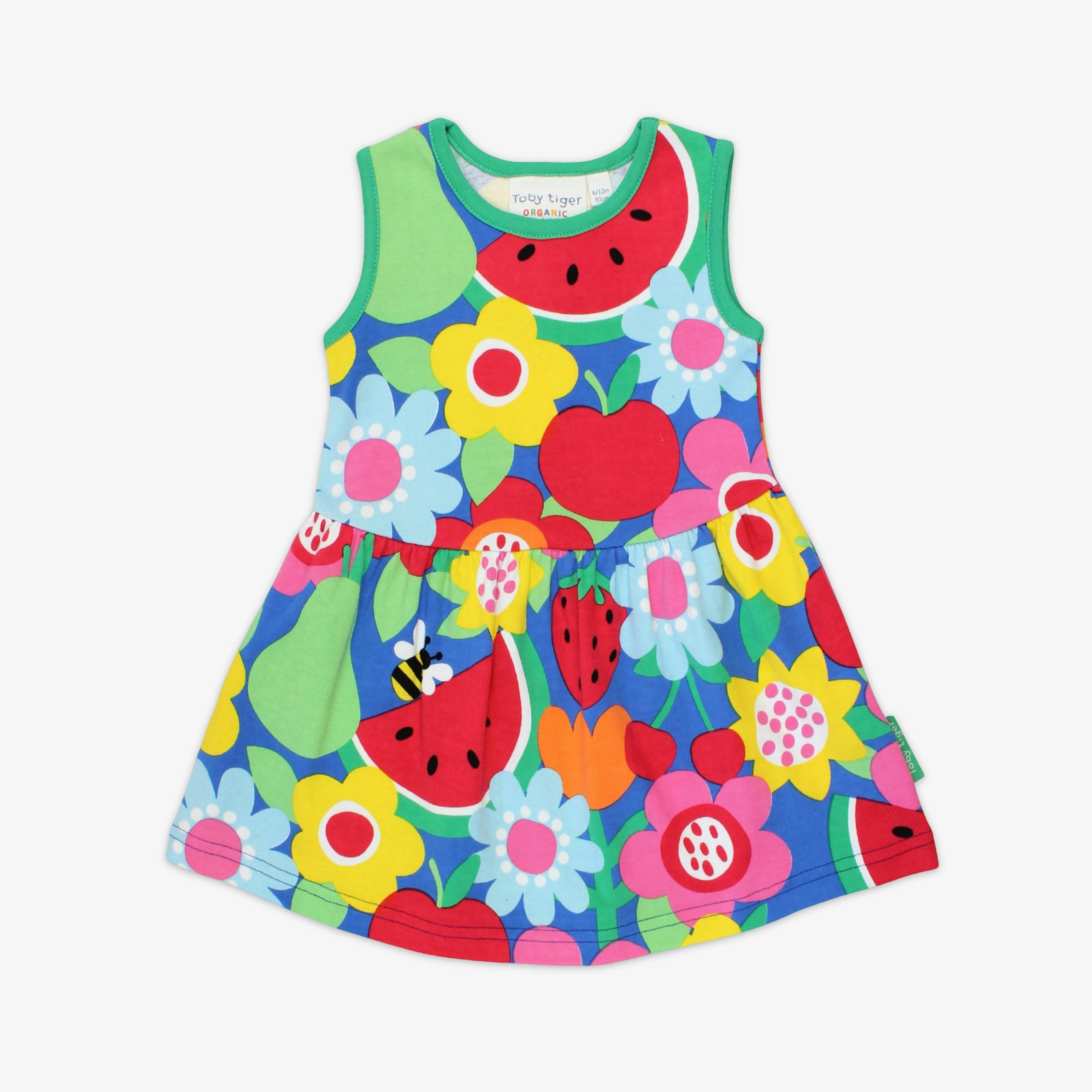 Organic Fruit Flower Print Summer Dress , view 1 of 2